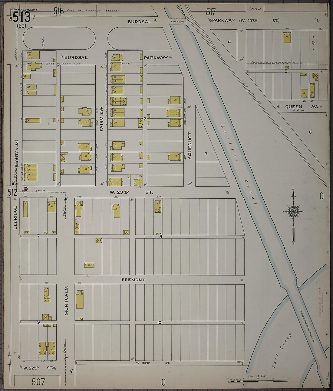 This old map of Indianapolis, Marion County, Indiana was created by Sanborn Map Company in 1915