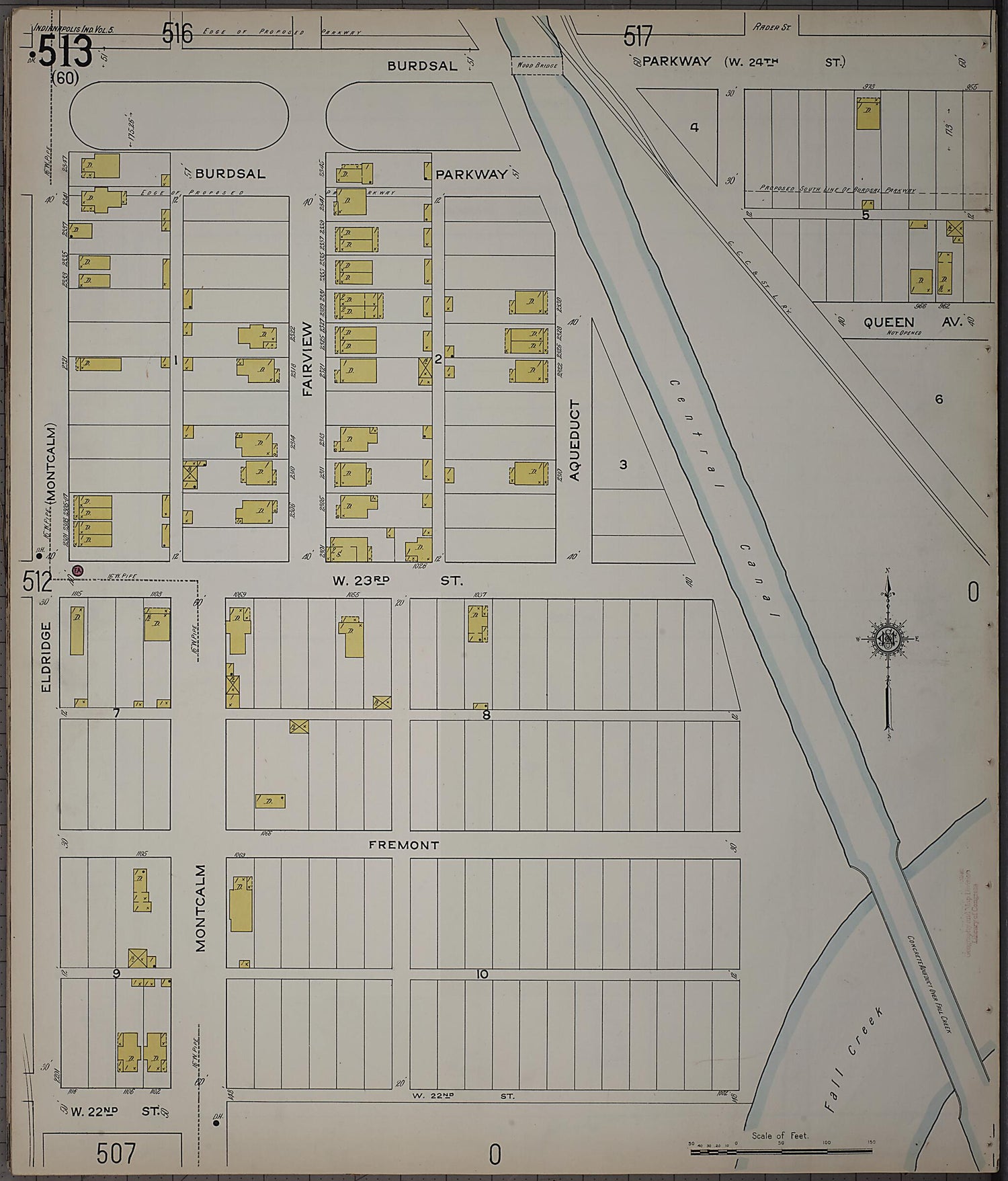 This old map of Indianapolis, Marion County, Indiana was created by Sanborn Map Company in 1915