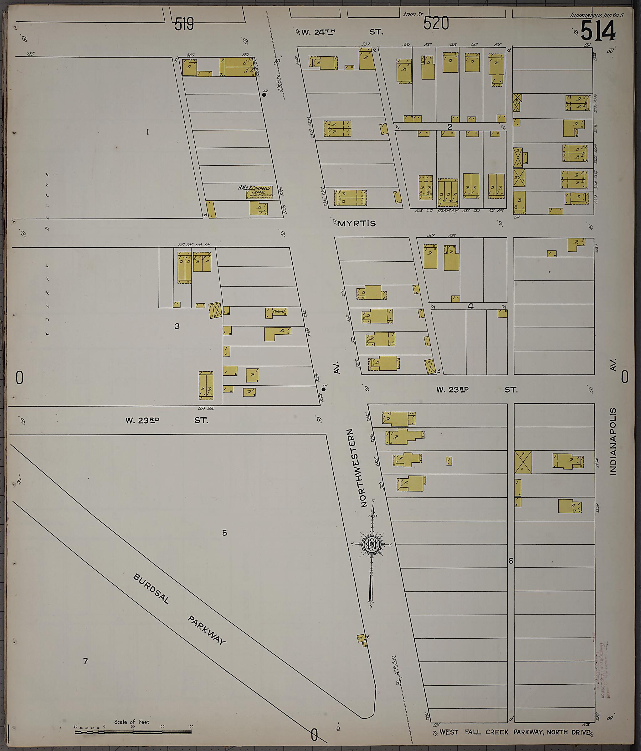 This old map of Indianapolis, Marion County, Indiana was created by Sanborn Map Company in 1915