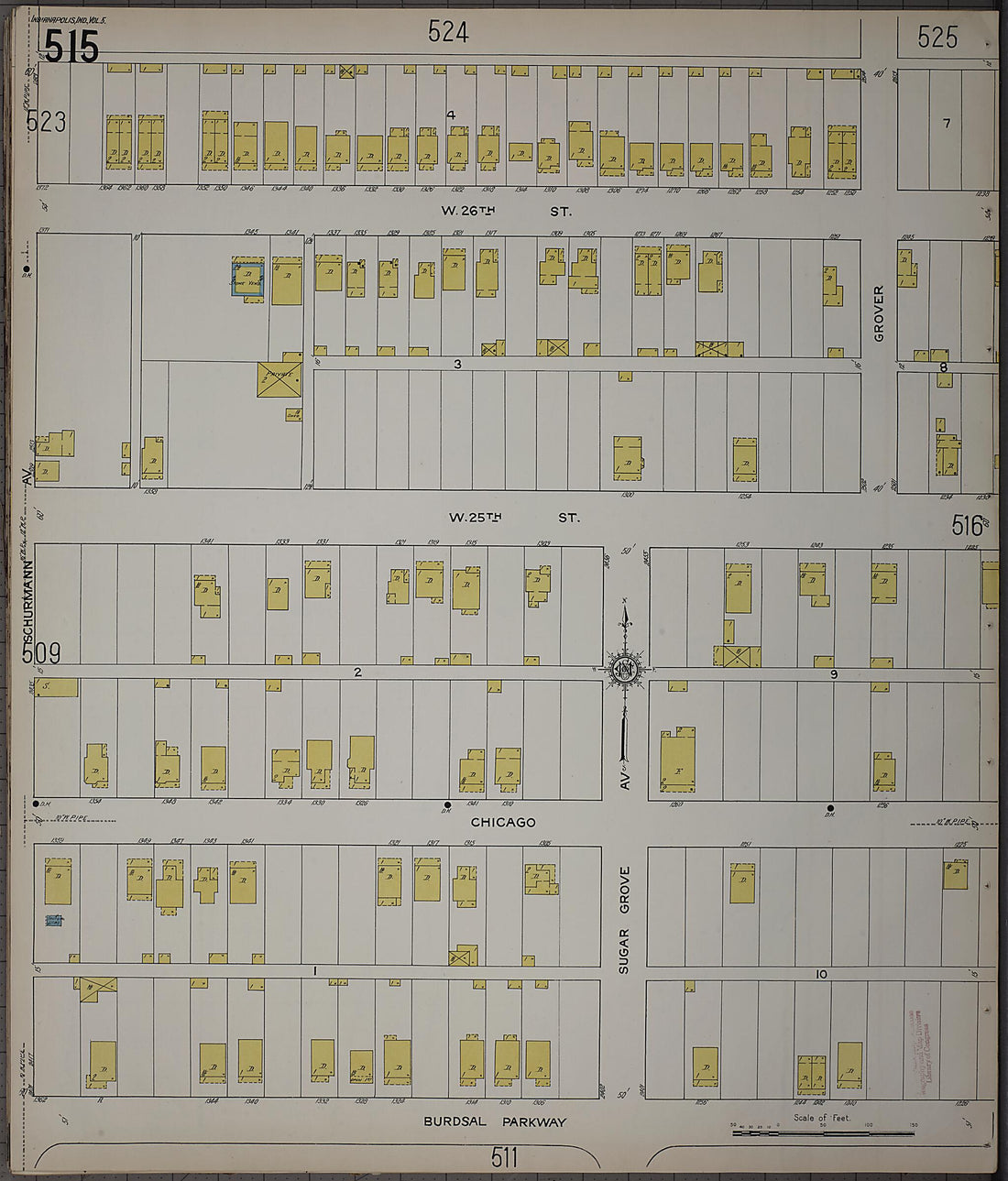 This old map of Indianapolis, Marion County, Indiana was created by Sanborn Map Company in 1915