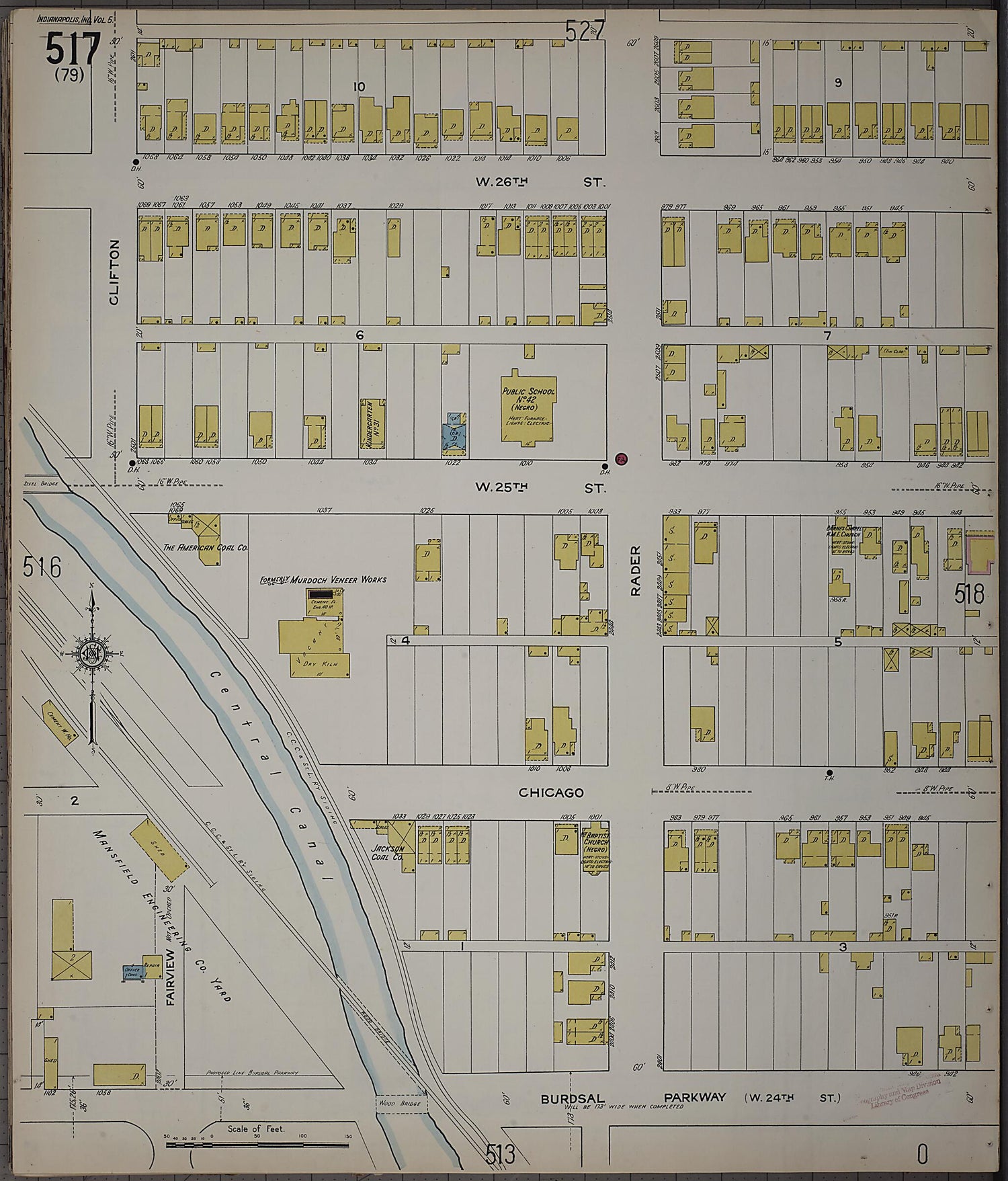 This old map of Indianapolis, Marion County, Indiana was created by Sanborn Map Company in 1915