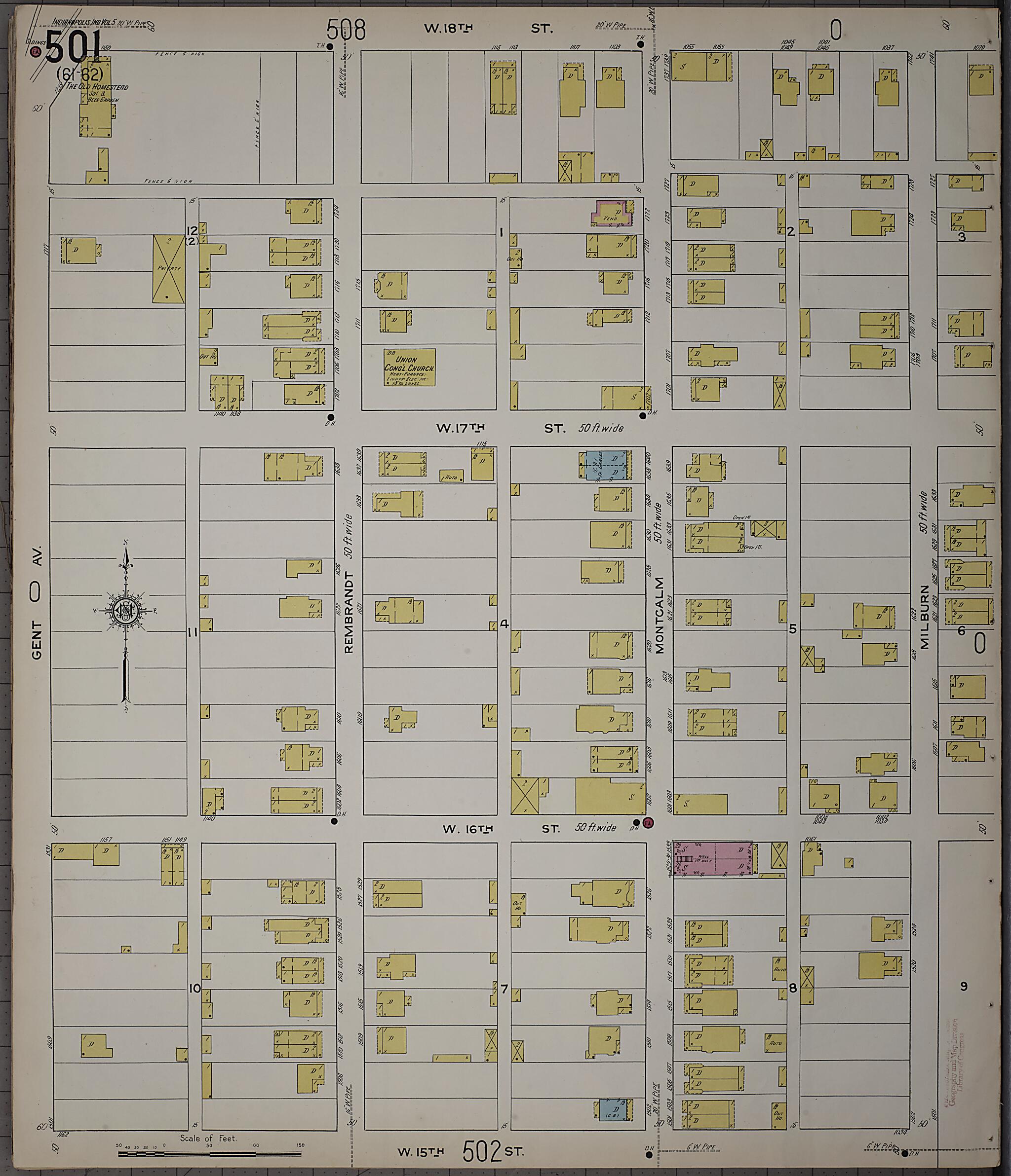 This old map of Indianapolis, Marion County, Indiana was created by Sanborn Map Company in 1915