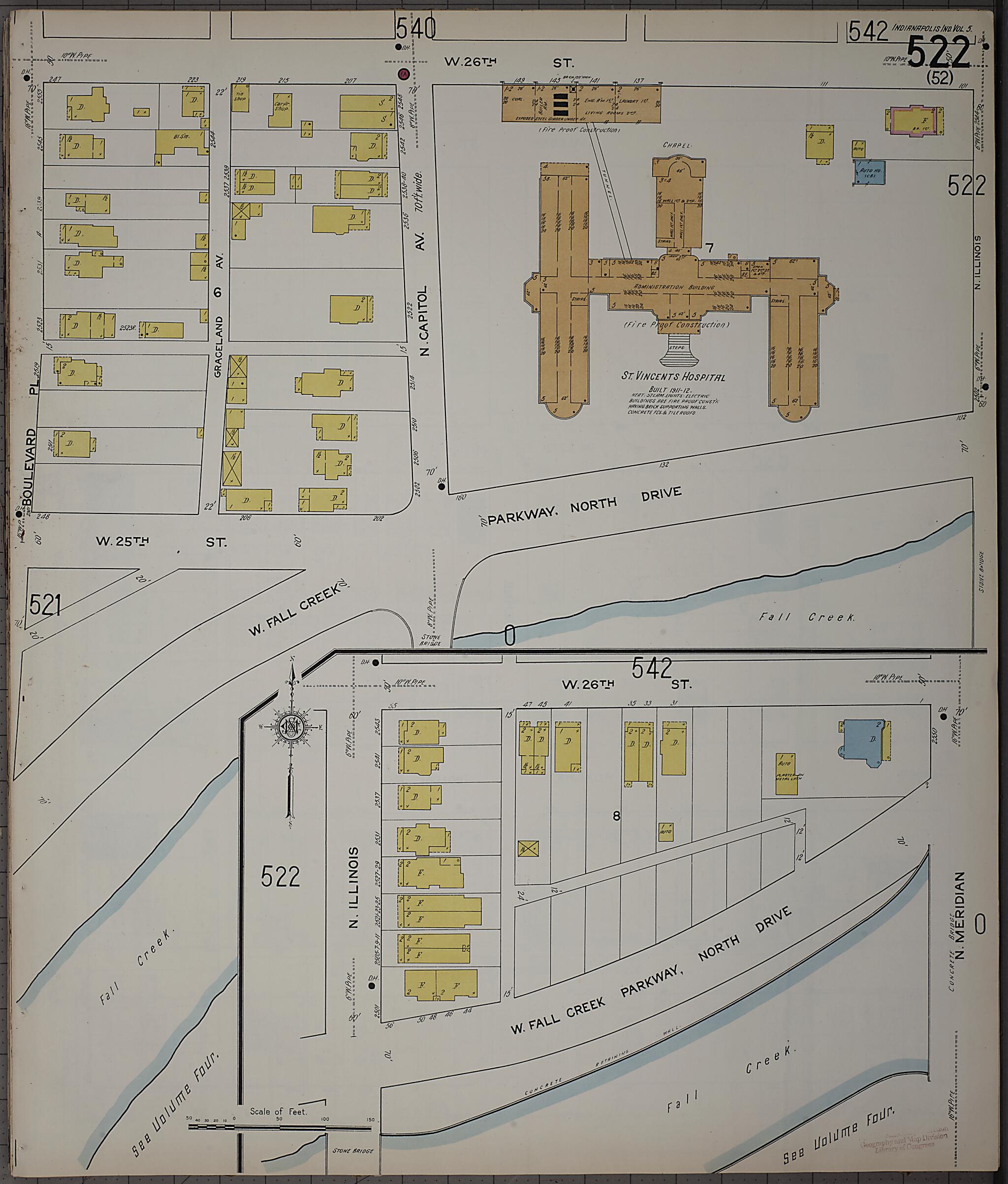 This old map of Indianapolis, Marion County, Indiana was created by Sanborn Map Company in 1915