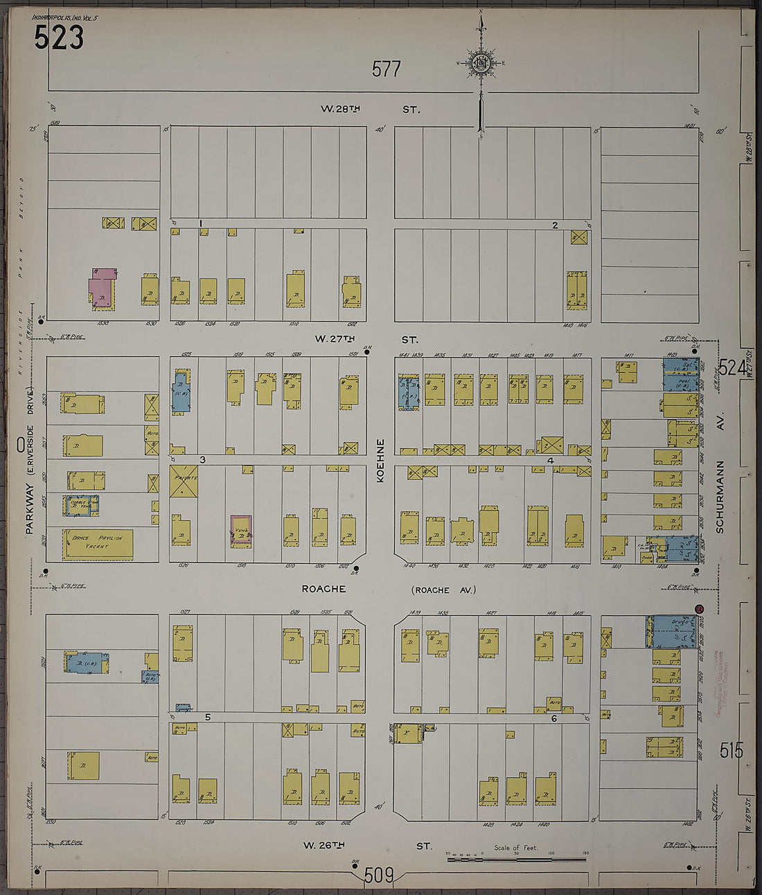 This old map of Indianapolis, Marion County, Indiana was created by Sanborn Map Company in 1915