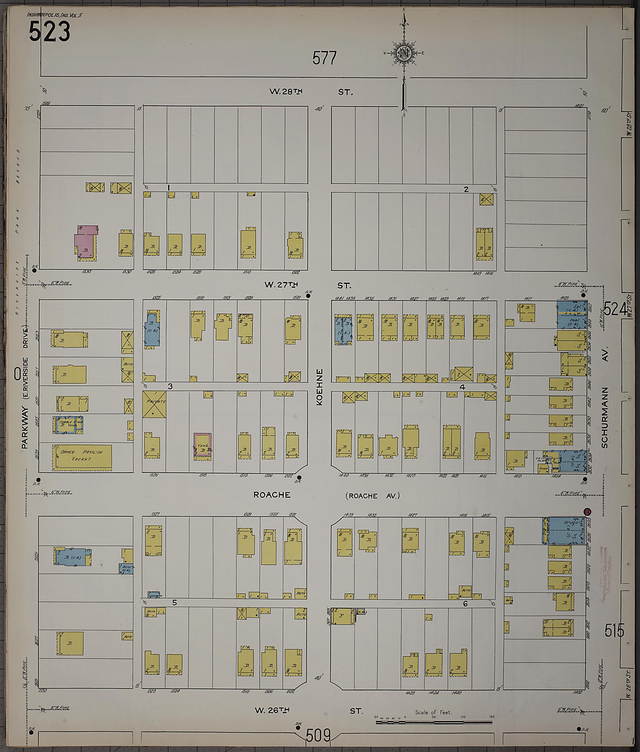 This old map of Indianapolis, Marion County, Indiana was created by Sanborn Map Company in 1915