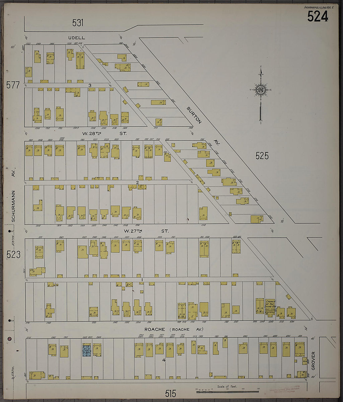 This old map of Indianapolis, Marion County, Indiana was created by Sanborn Map Company in 1915