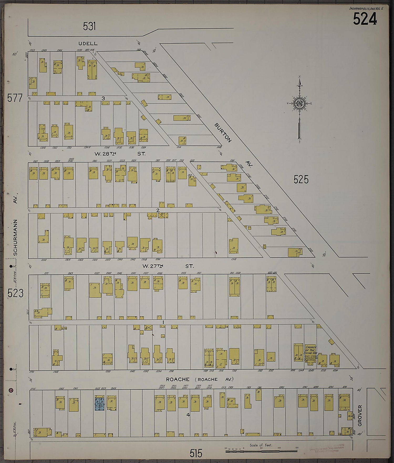 This old map of Indianapolis, Marion County, Indiana was created by Sanborn Map Company in 1915