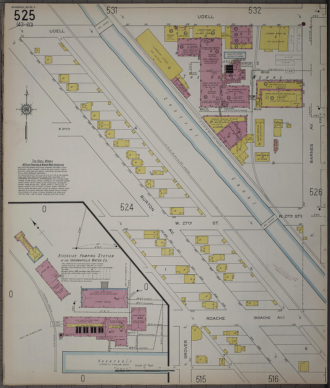 This old map of Indianapolis, Marion County, Indiana was created by Sanborn Map Company in 1915