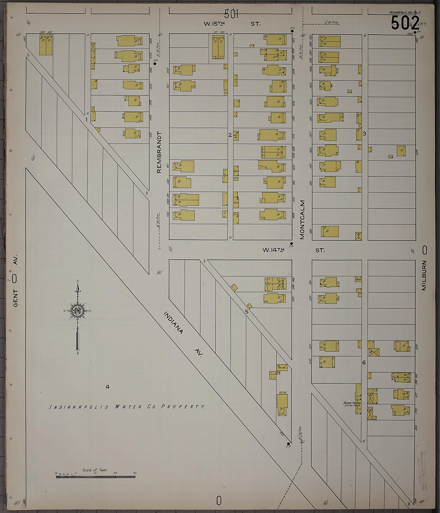 This old map of Indianapolis, Marion County, Indiana was created by Sanborn Map Company in 1915