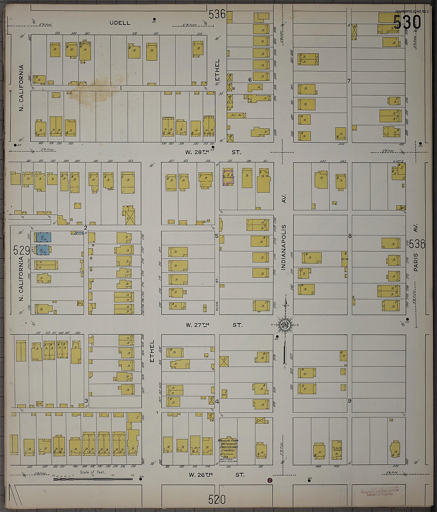 This old map of Indianapolis, Marion County, Indiana was created by Sanborn Map Company in 1915