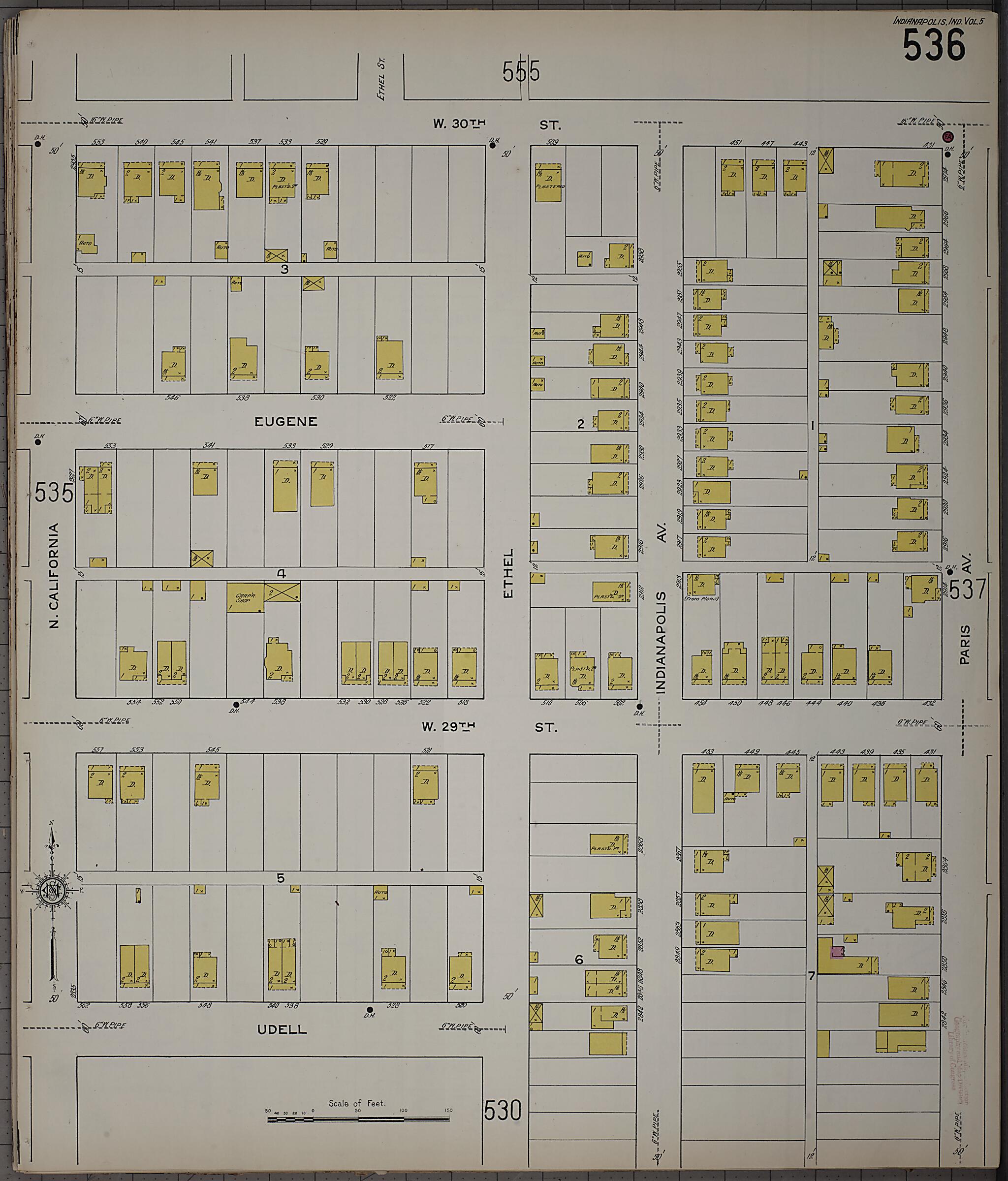 This old map of Indianapolis, Marion County, Indiana was created by Sanborn Map Company in 1915