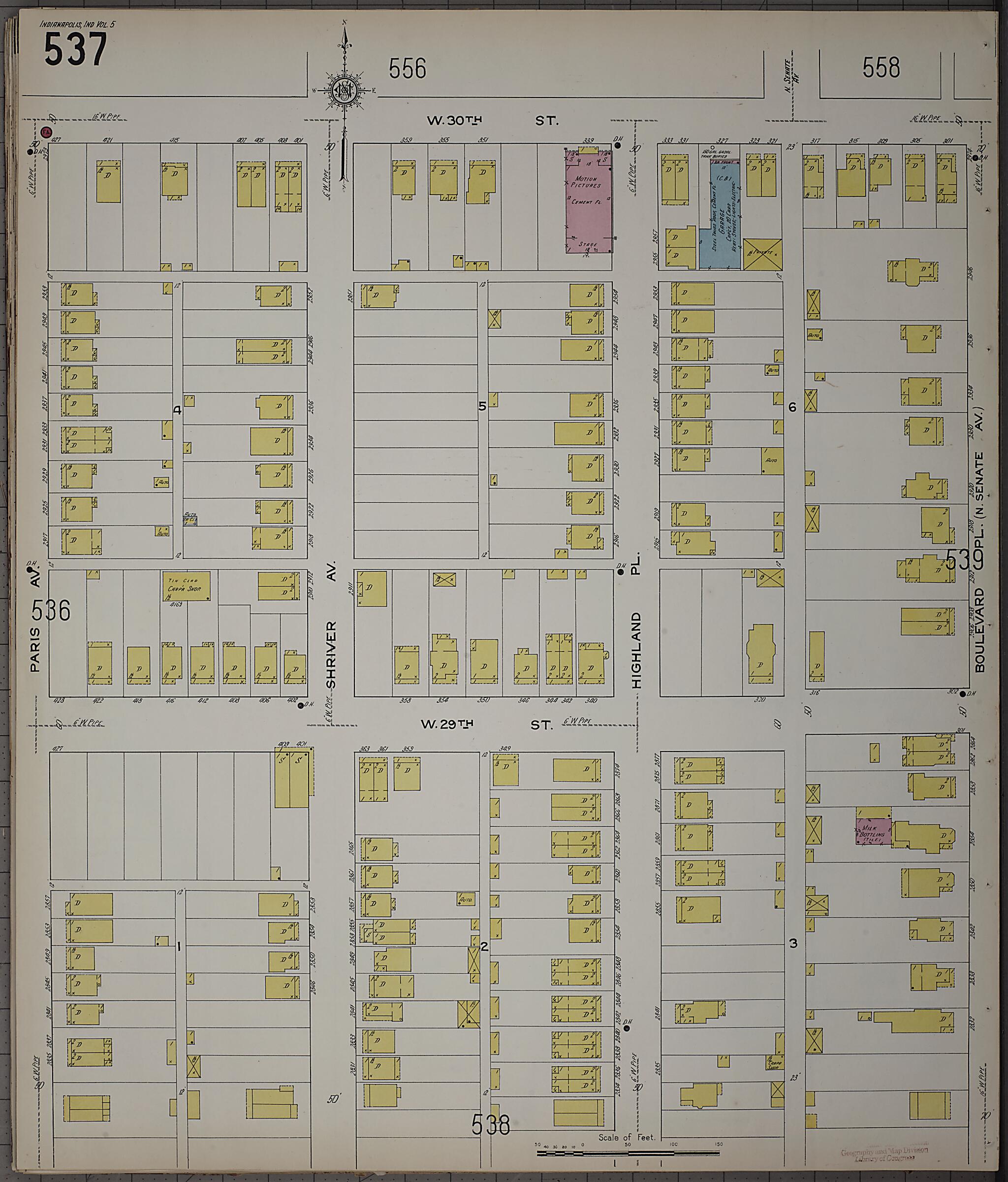 This old map of Indianapolis, Marion County, Indiana was created by Sanborn Map Company in 1915