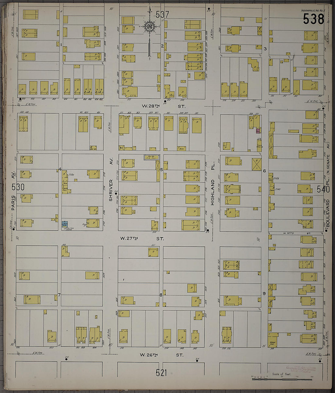 This old map of Indianapolis, Marion County, Indiana was created by Sanborn Map Company in 1915