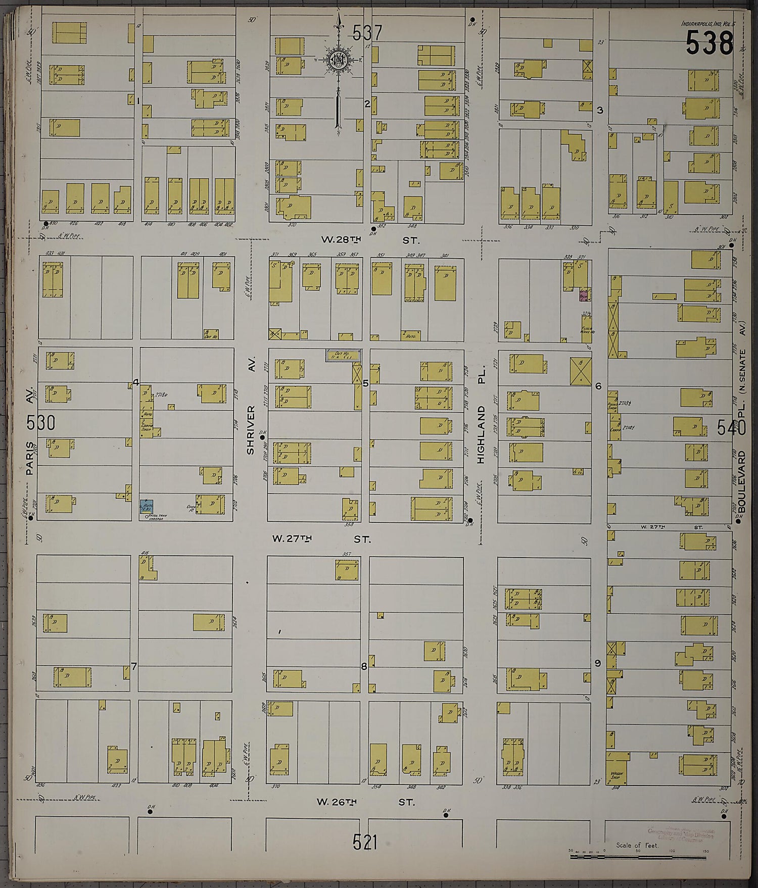 This old map of Indianapolis, Marion County, Indiana was created by Sanborn Map Company in 1915