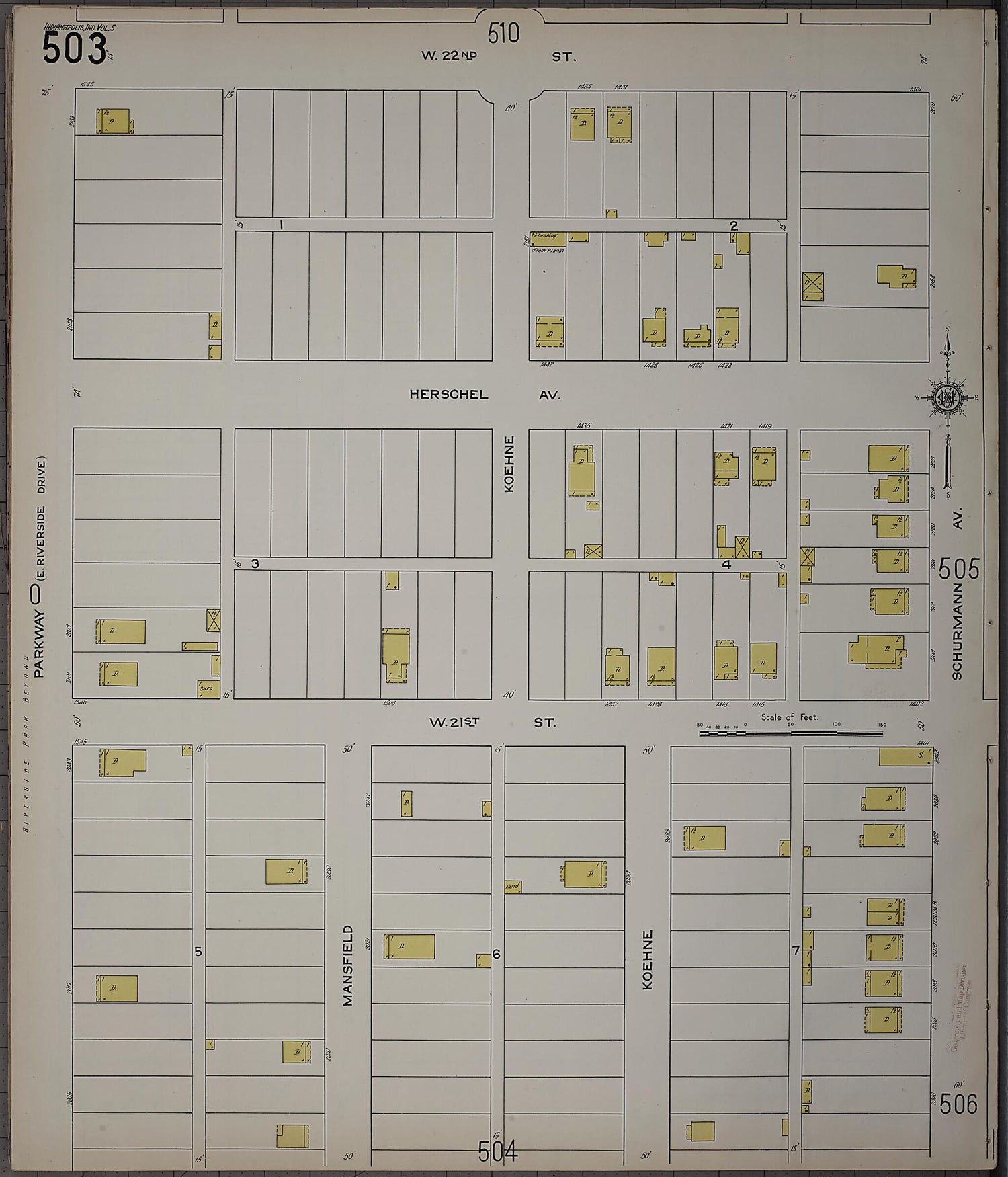 This old map of Indianapolis, Marion County, Indiana was created by Sanborn Map Company in 1915