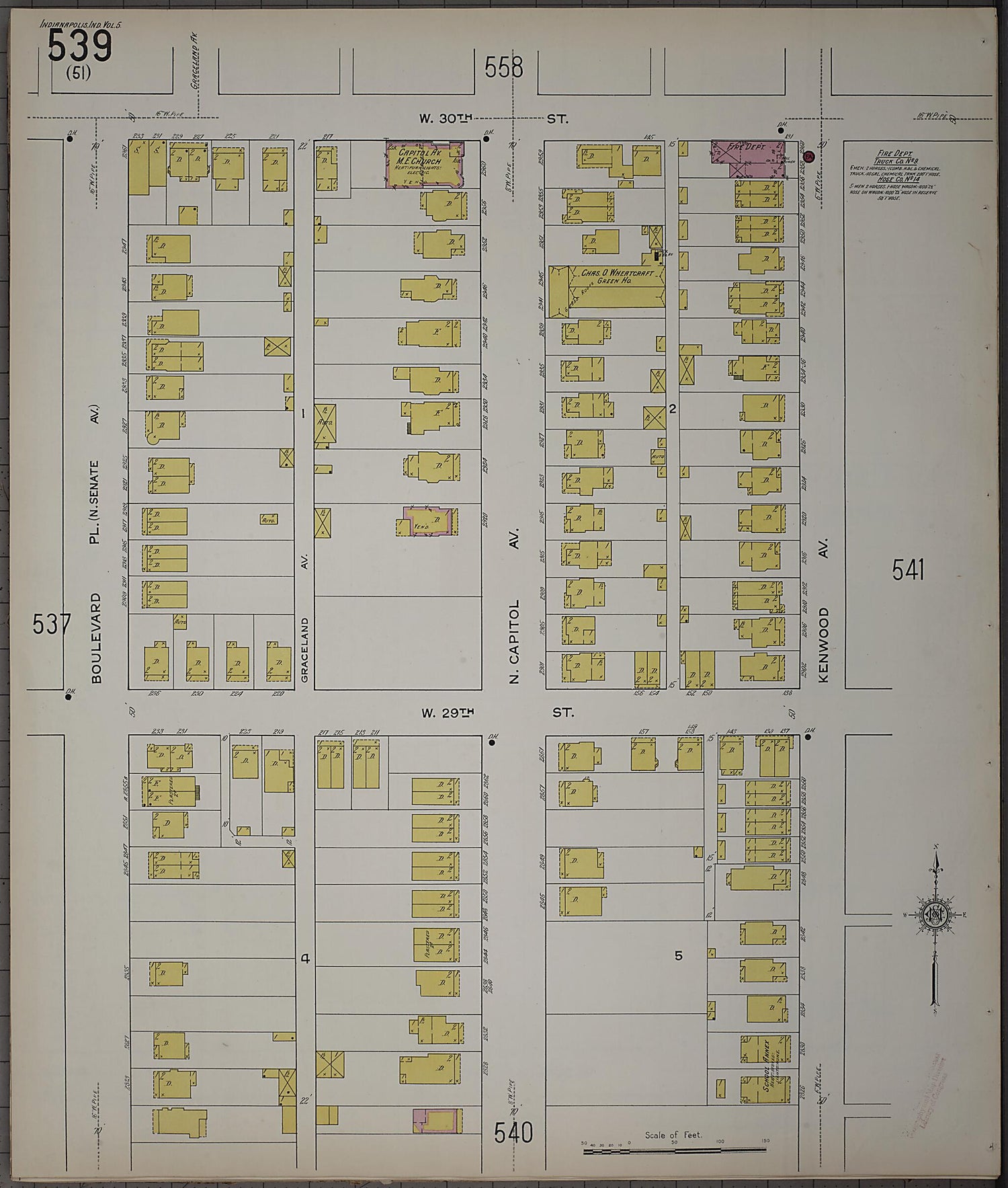 This old map of Indianapolis, Marion County, Indiana was created by Sanborn Map Company in 1915