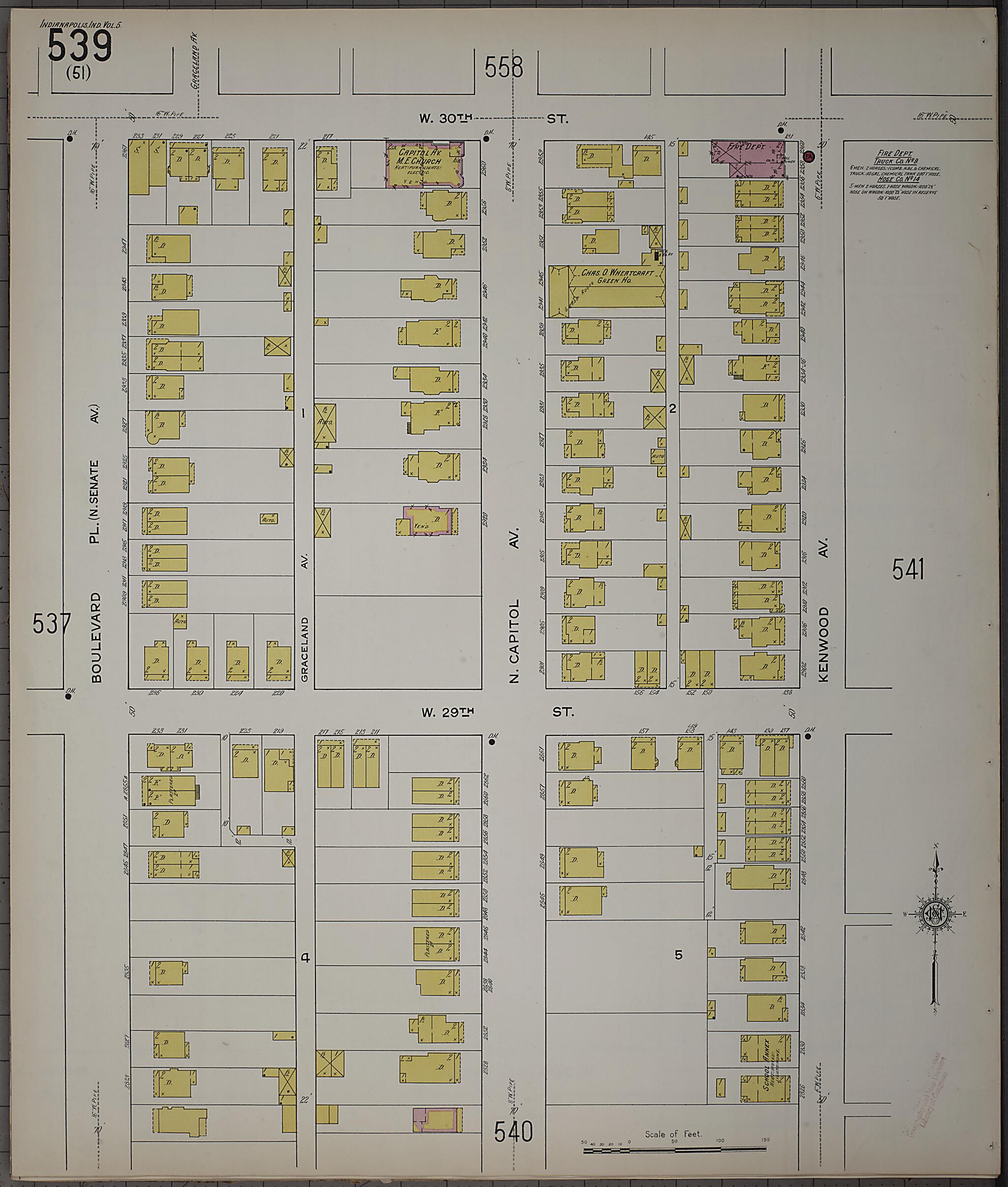 This old map of Indianapolis, Marion County, Indiana was created by Sanborn Map Company in 1915