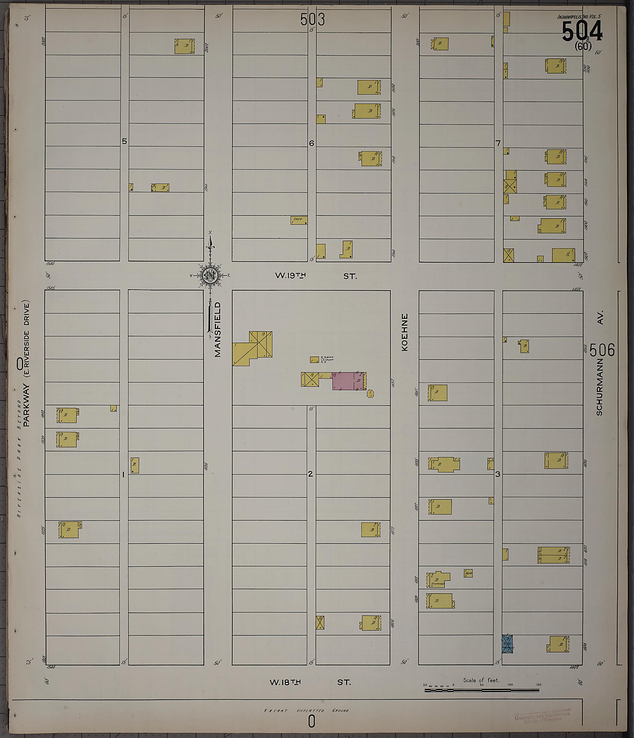 This old map of Indianapolis, Marion County, Indiana was created by Sanborn Map Company in 1915