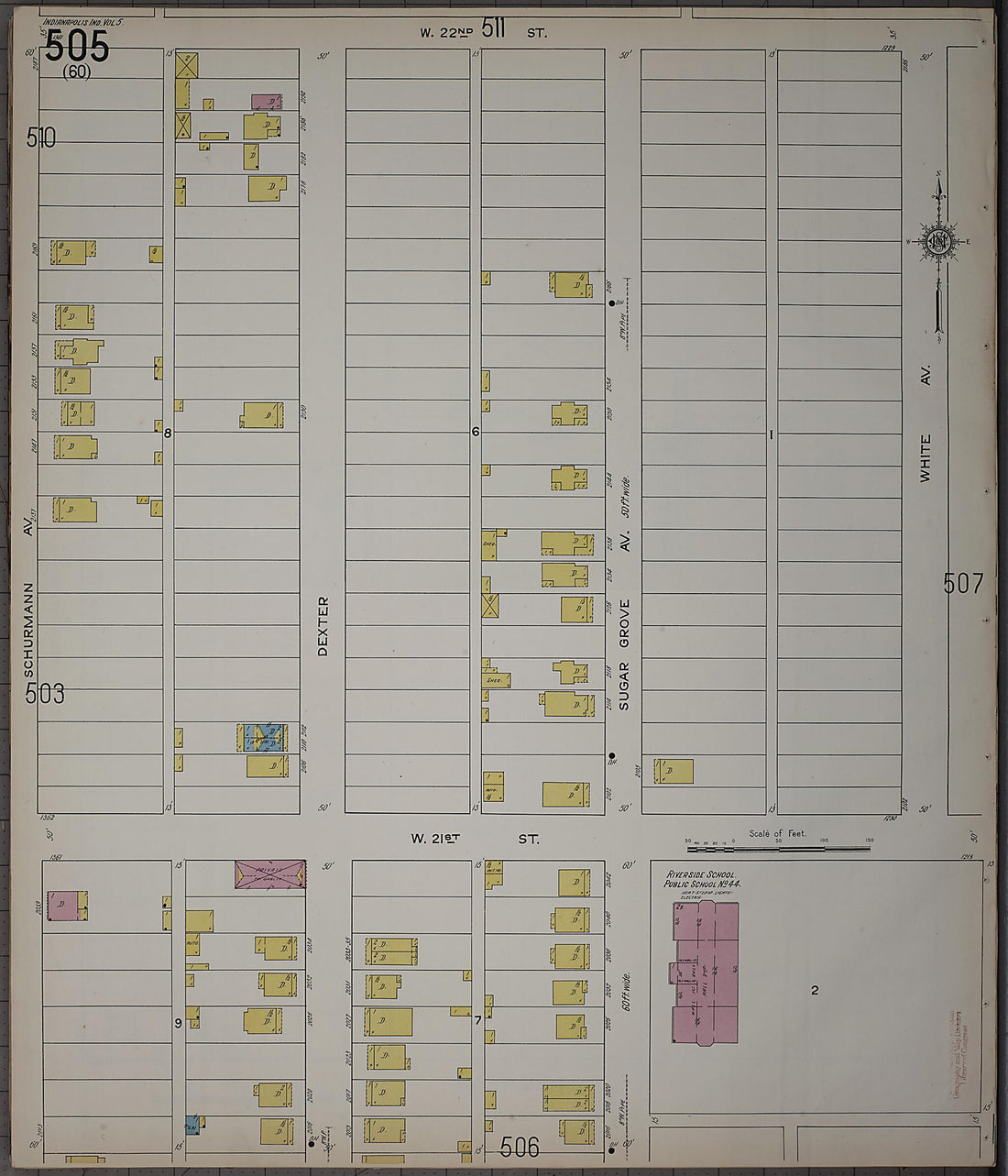 This old map of Indianapolis, Marion County, Indiana was created by Sanborn Map Company in 1915