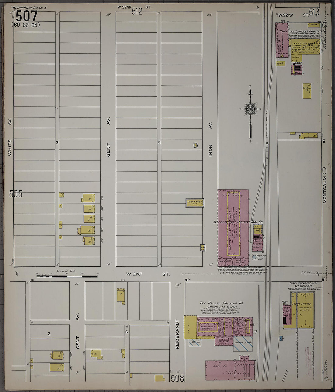 This old map of Indianapolis, Marion County, Indiana was created by Sanborn Map Company in 1915