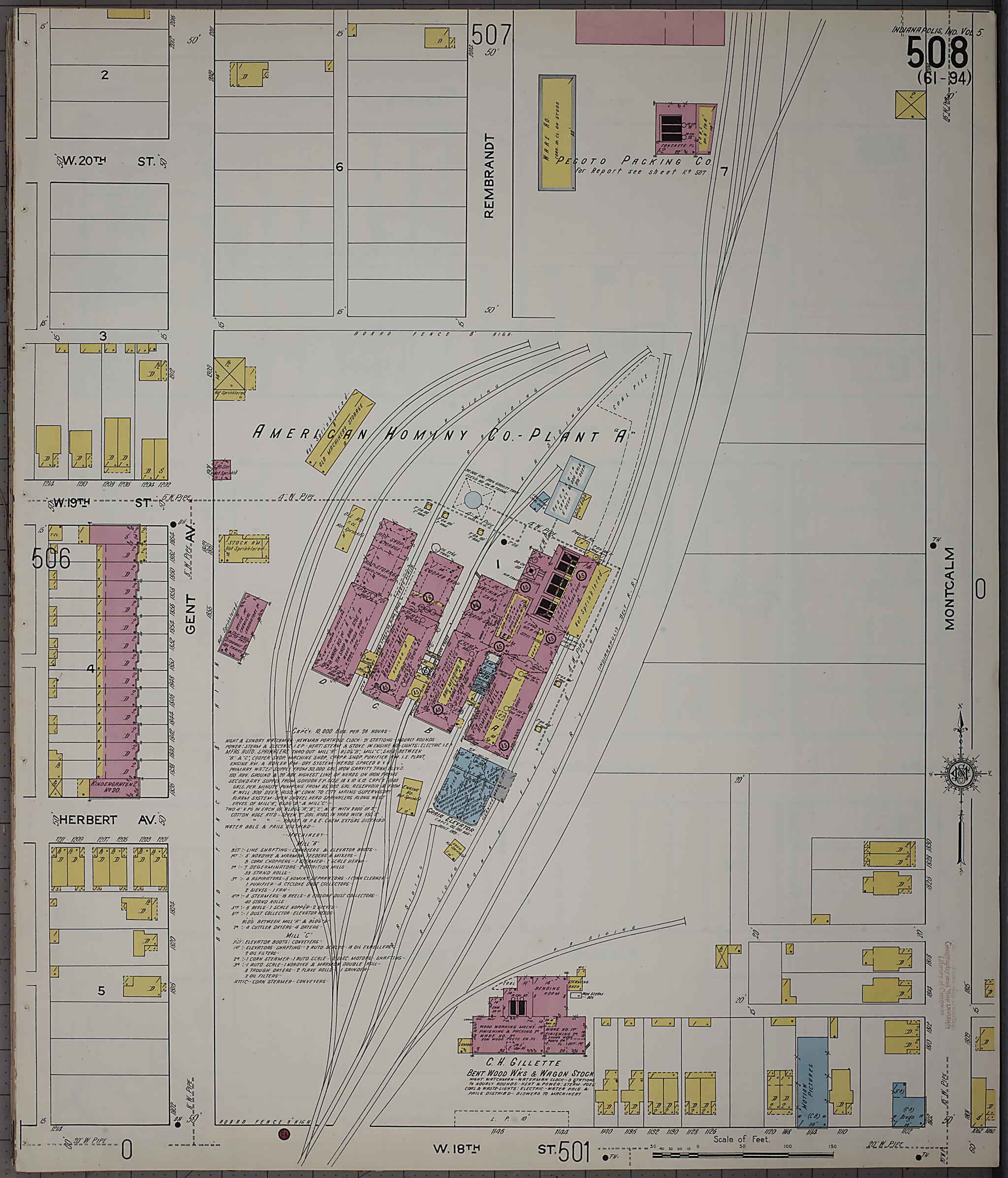 This old map of Indianapolis, Marion County, Indiana was created by Sanborn Map Company in 1915