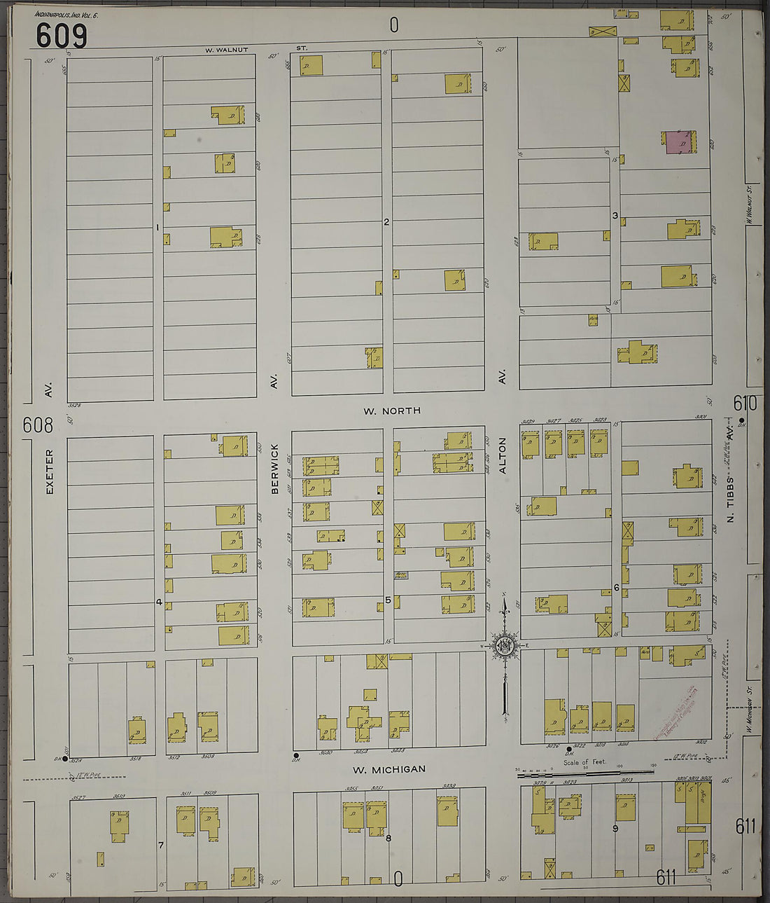 This old map of Indianapolis, Marion County, Indiana was created by Sanborn Map Company in 1915