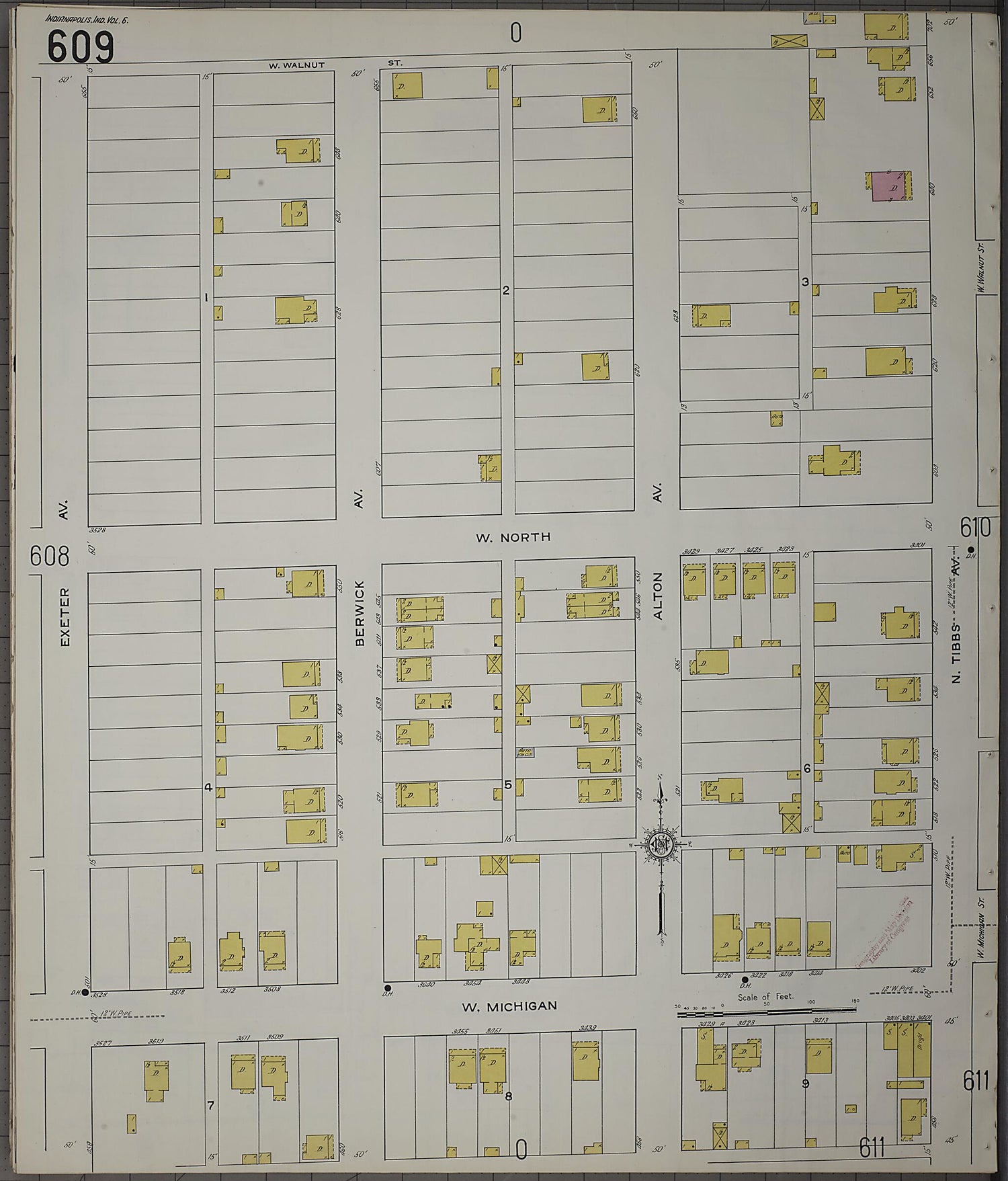 This old map of Indianapolis, Marion County, Indiana was created by Sanborn Map Company in 1915