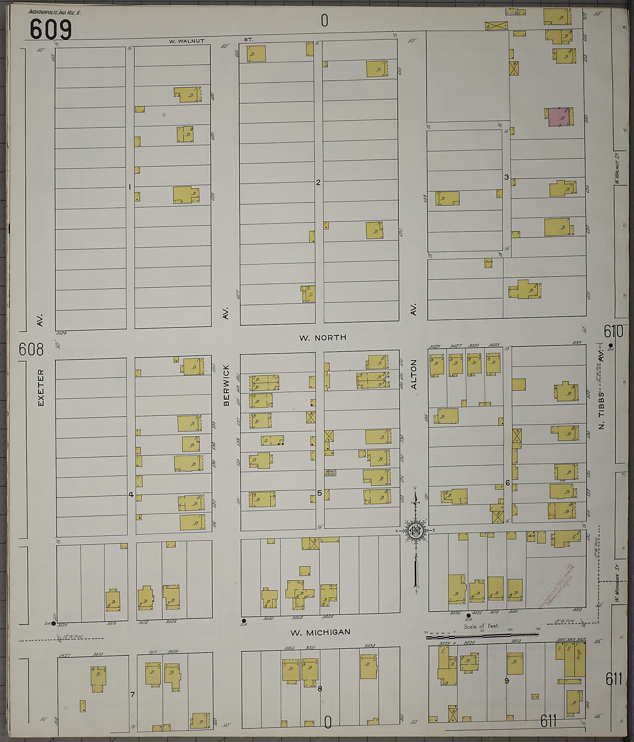 This old map of Indianapolis, Marion County, Indiana was created by Sanborn Map Company in 1915