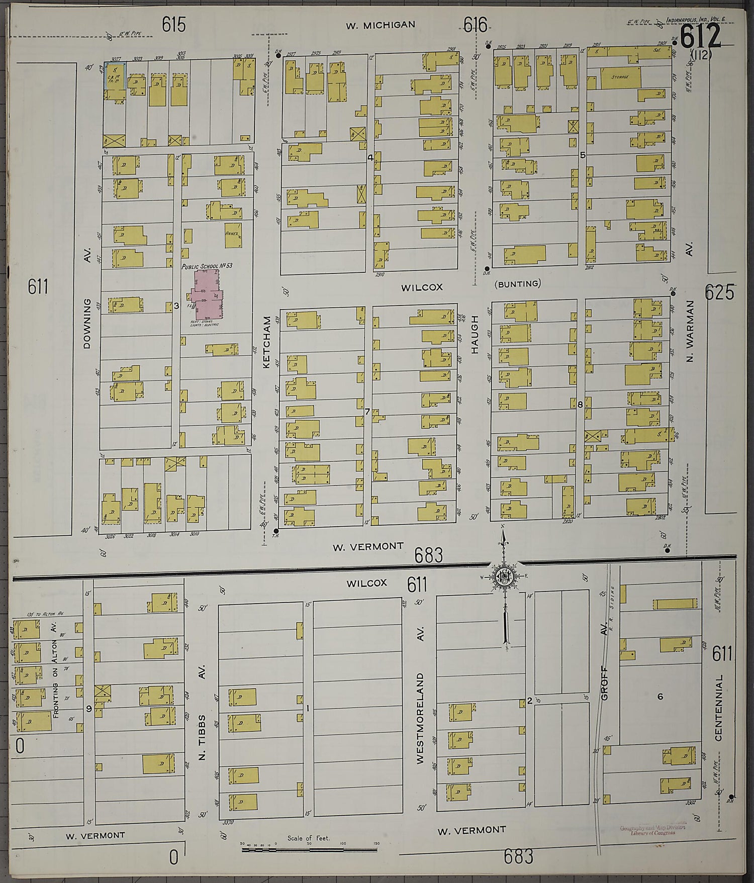 This old map of Indianapolis, Marion County, Indiana was created by Sanborn Map Company in 1915