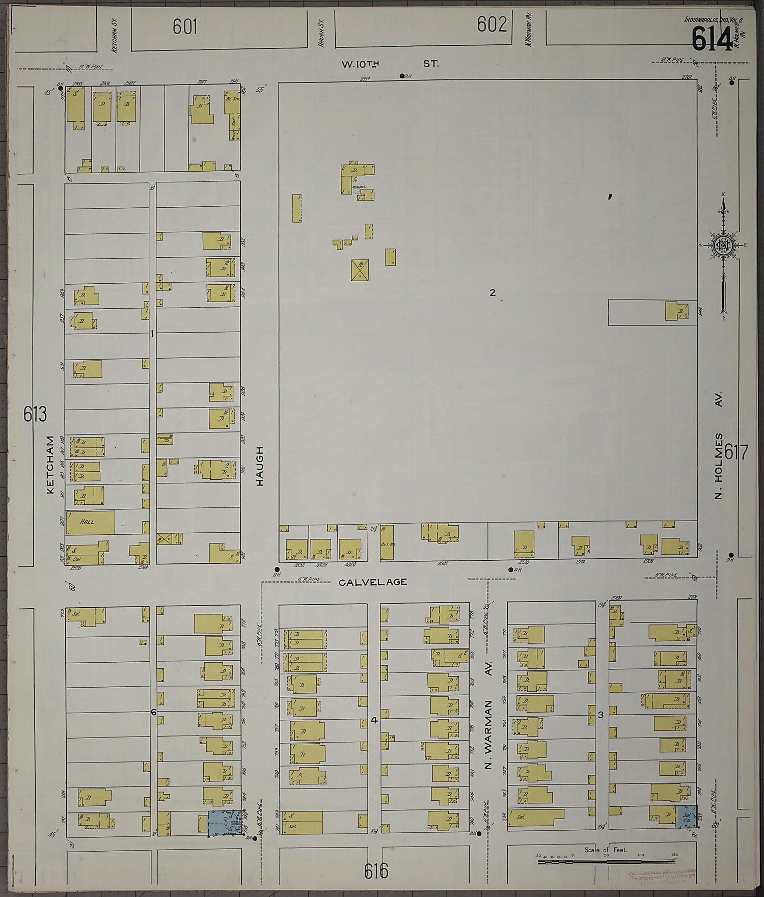 This old map of Indianapolis, Marion County, Indiana was created by Sanborn Map Company in 1915