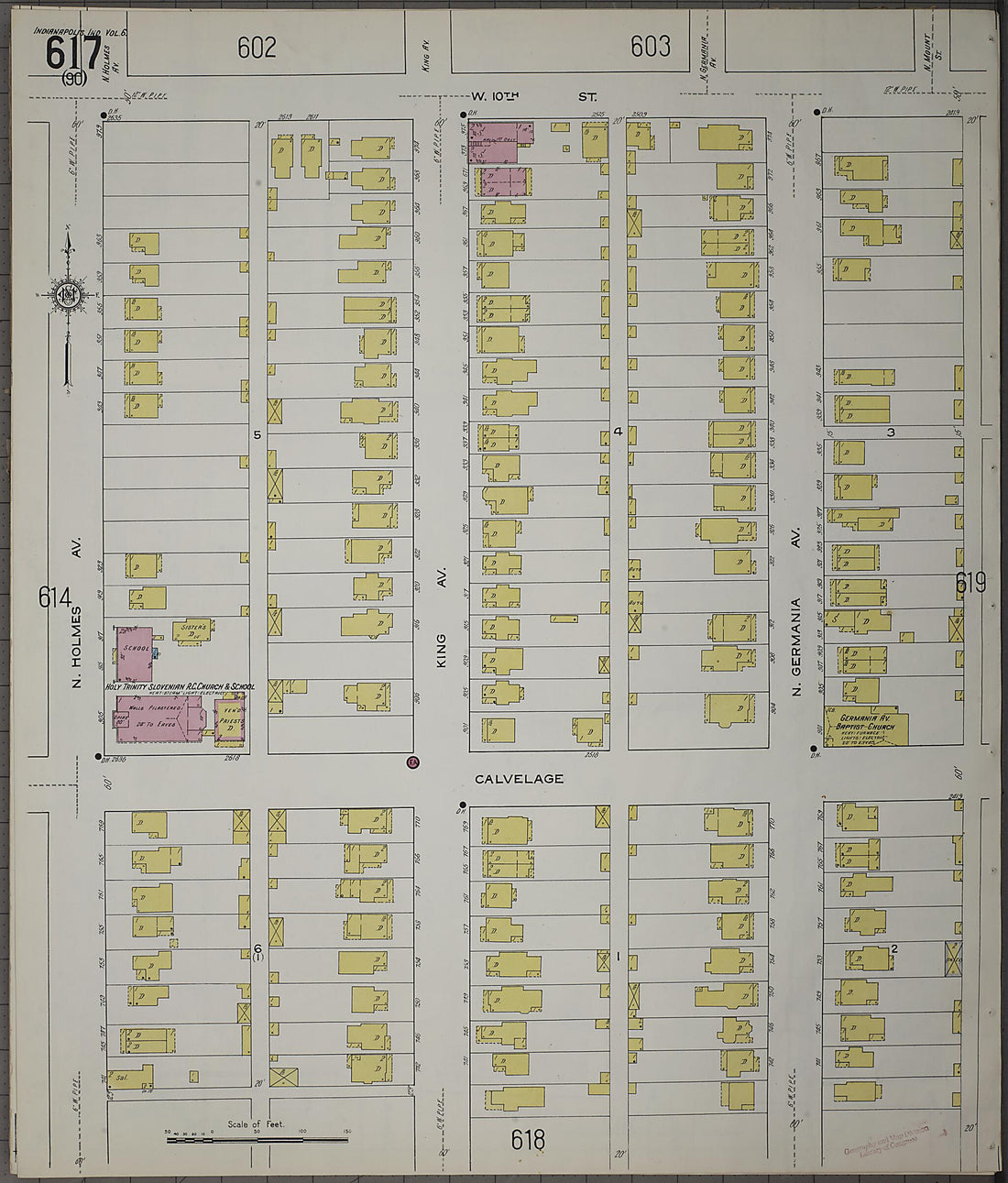 This old map of Indianapolis, Marion County, Indiana was created by Sanborn Map Company in 1915