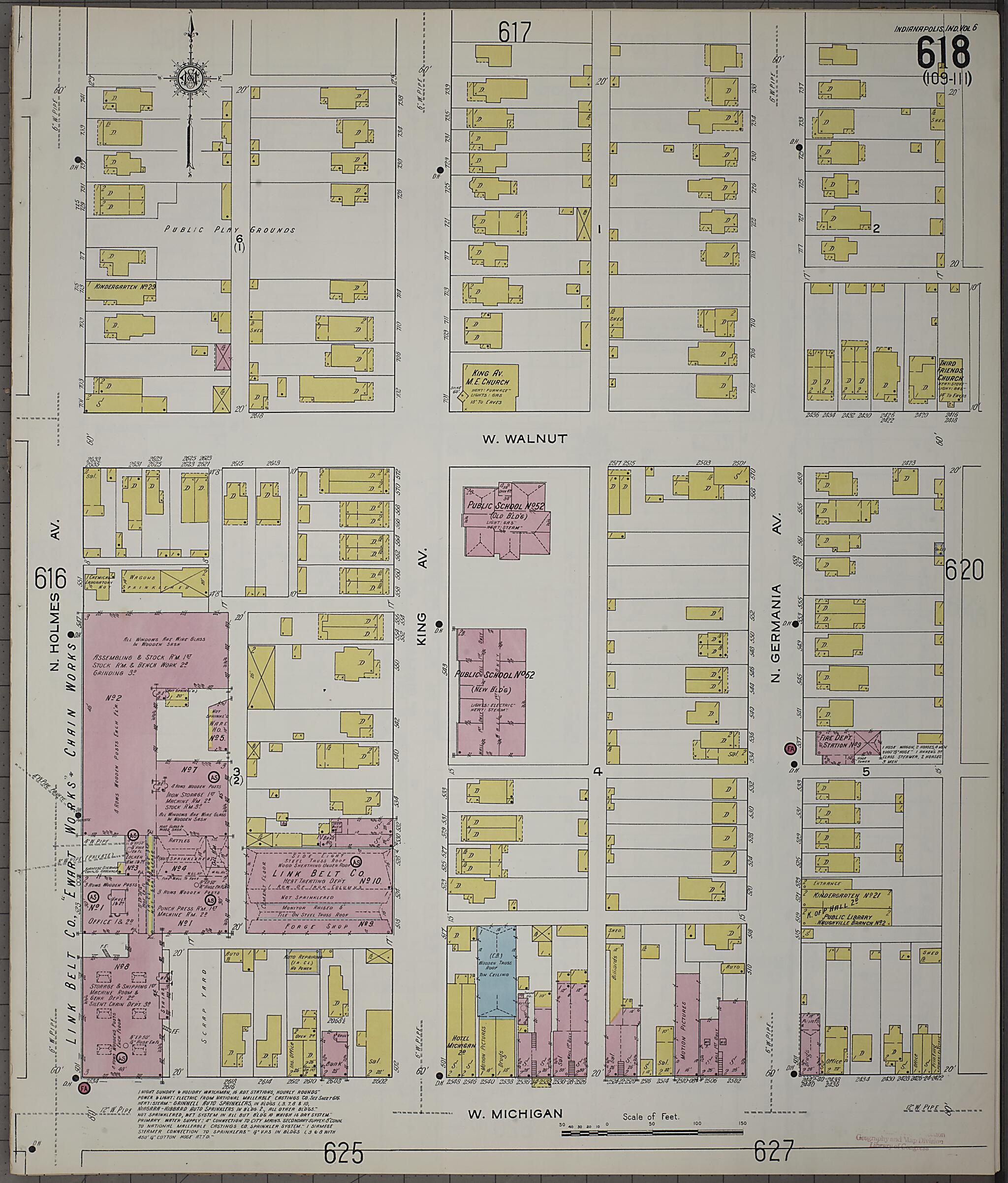 This old map of Indianapolis, Marion County, Indiana was created by Sanborn Map Company in 1915