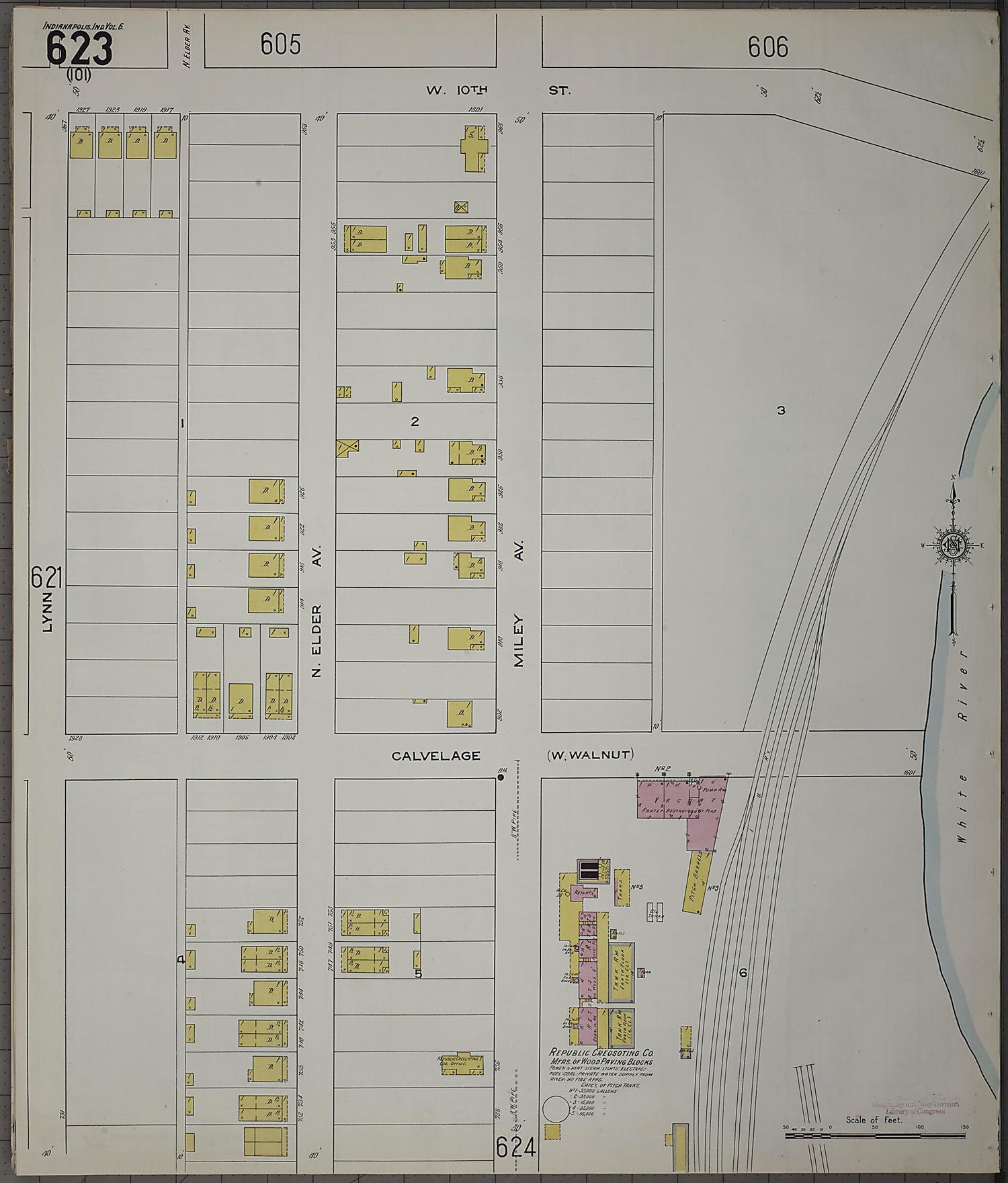 This old map of Indianapolis, Marion County, Indiana was created by Sanborn Map Company in 1915