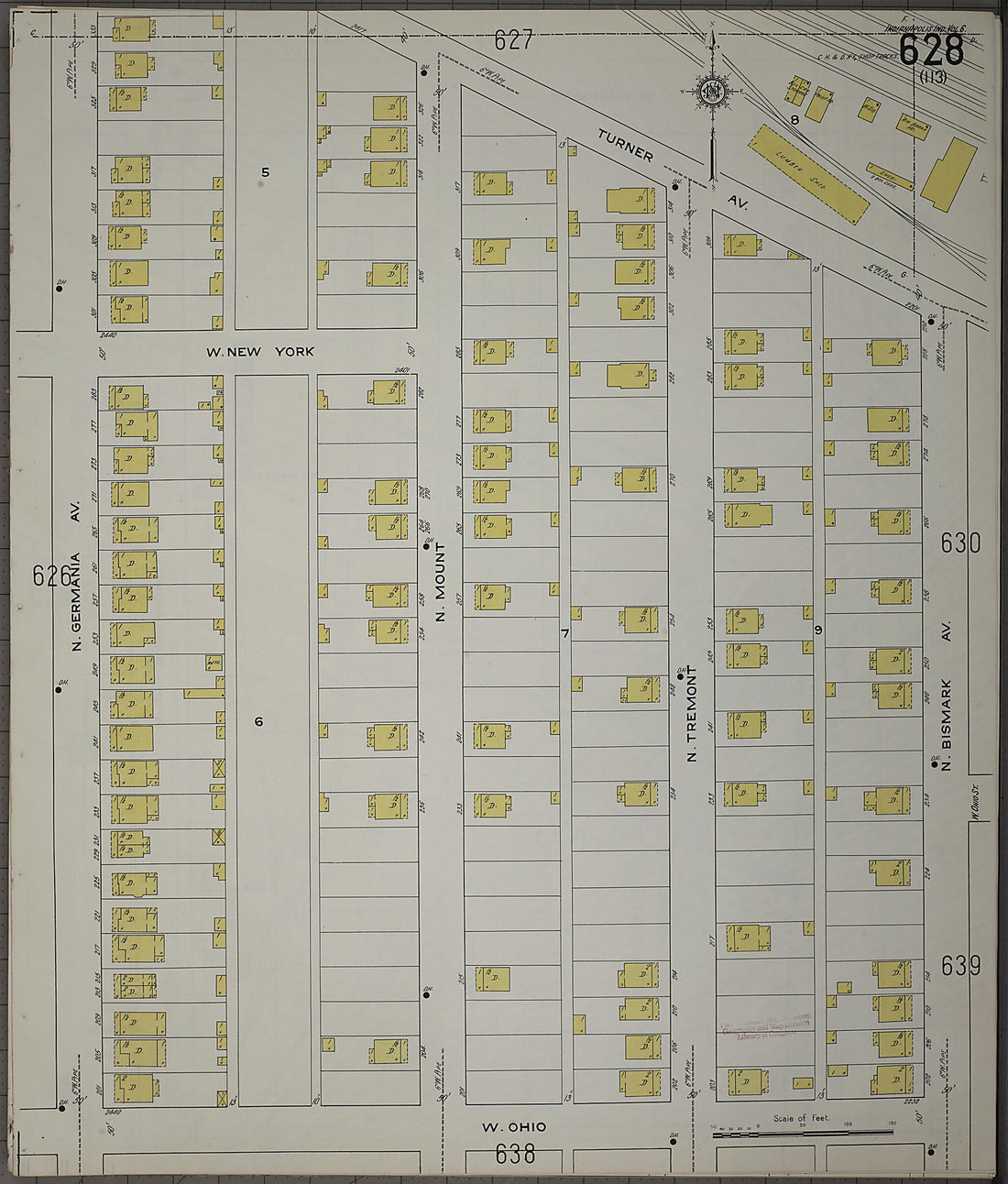 This old map of Indianapolis, Marion County, Indiana was created by Sanborn Map Company in 1915