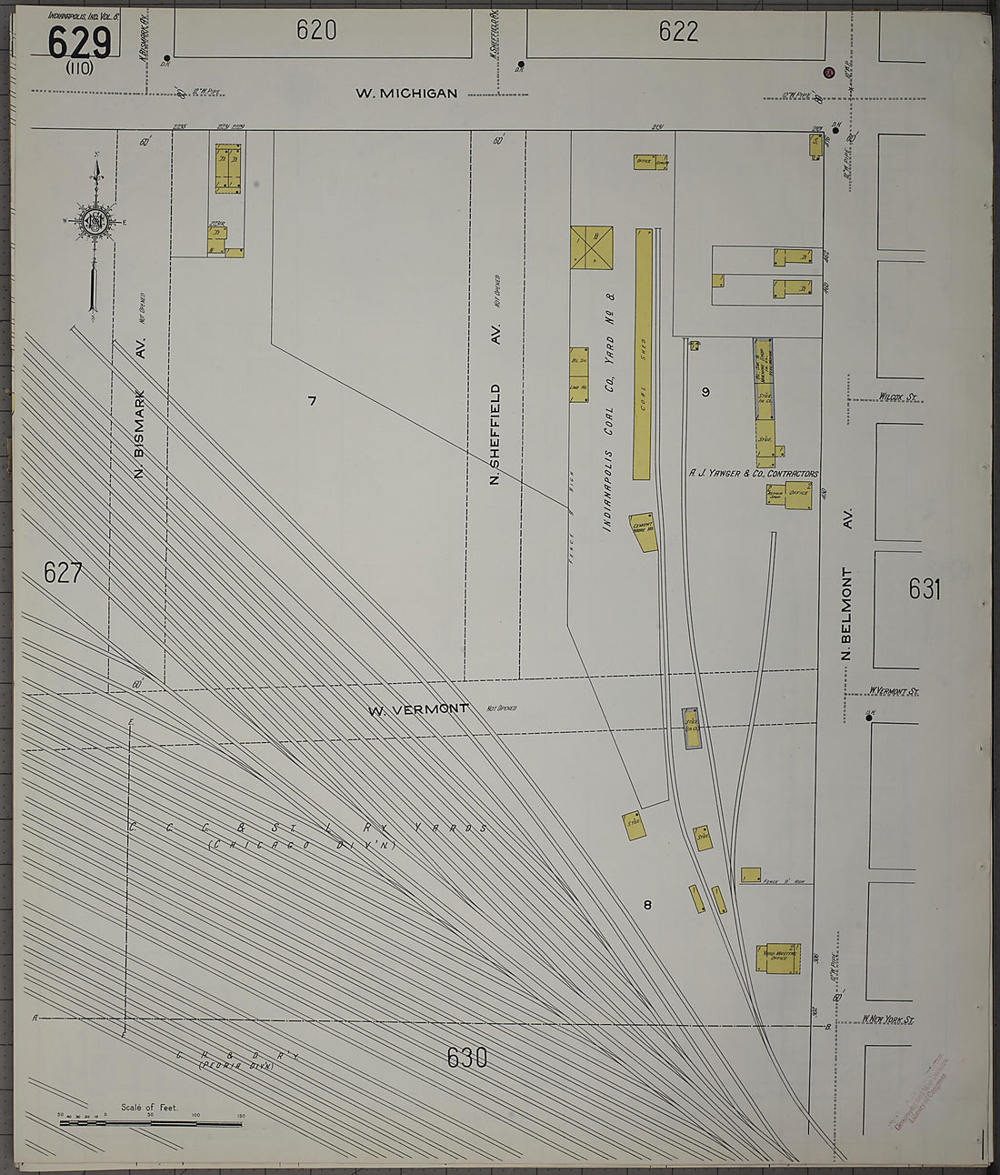 This old map of Indianapolis, Marion County, Indiana was created by Sanborn Map Company in 1915