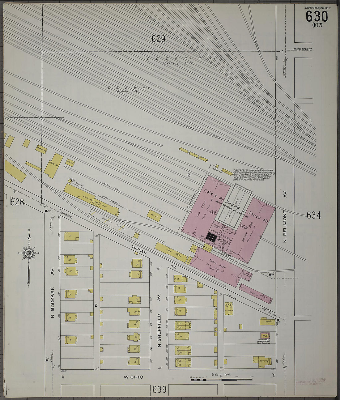 This old map of Indianapolis, Marion County, Indiana was created by Sanborn Map Company in 1915