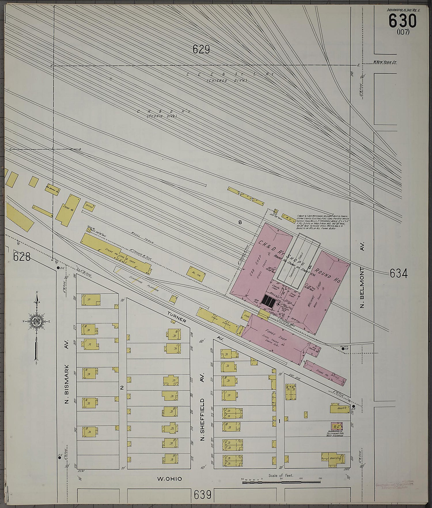 This old map of Indianapolis, Marion County, Indiana was created by Sanborn Map Company in 1915