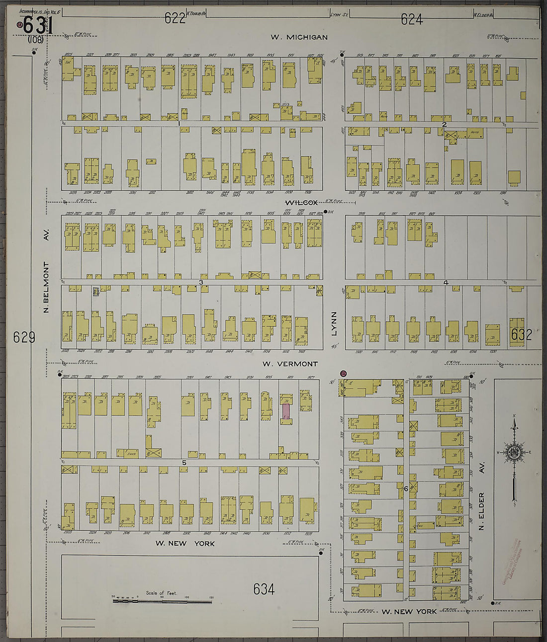 This old map of Indianapolis, Marion County, Indiana was created by Sanborn Map Company in 1915