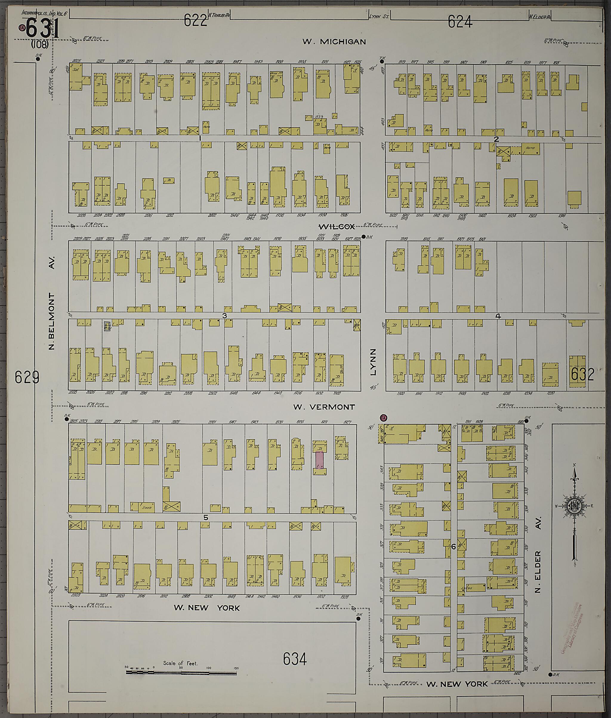 This old map of Indianapolis, Marion County, Indiana was created by Sanborn Map Company in 1915