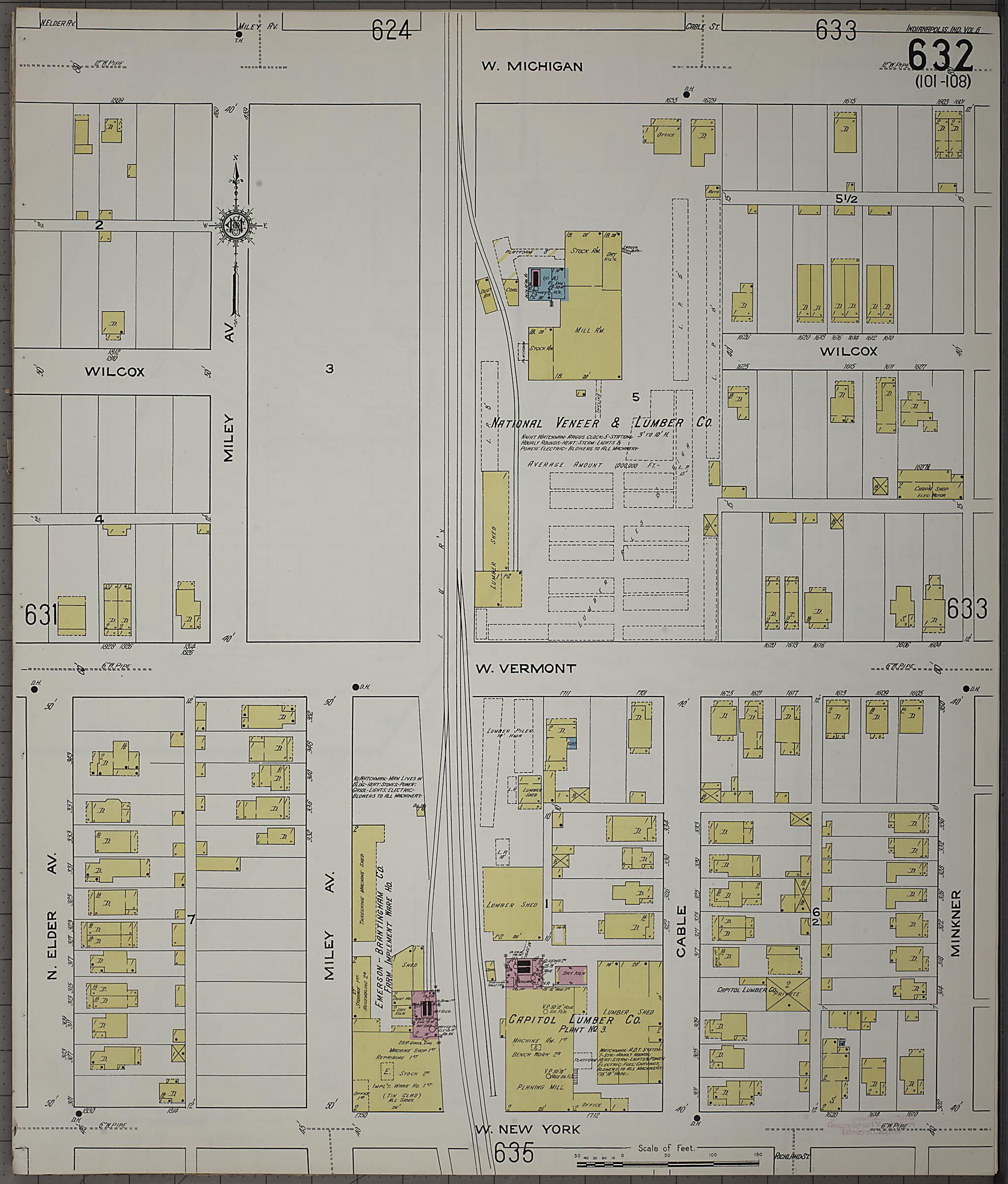 This old map of Indianapolis, Marion County, Indiana was created by Sanborn Map Company in 1915