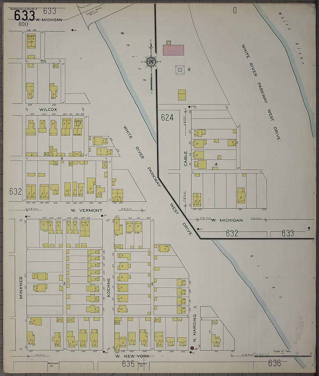 This old map of Indianapolis, Marion County, Indiana was created by Sanborn Map Company in 1915