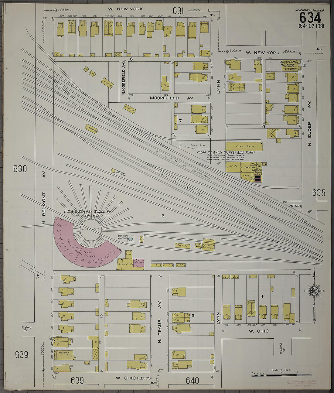 This old map of Indianapolis, Marion County, Indiana was created by Sanborn Map Company in 1915