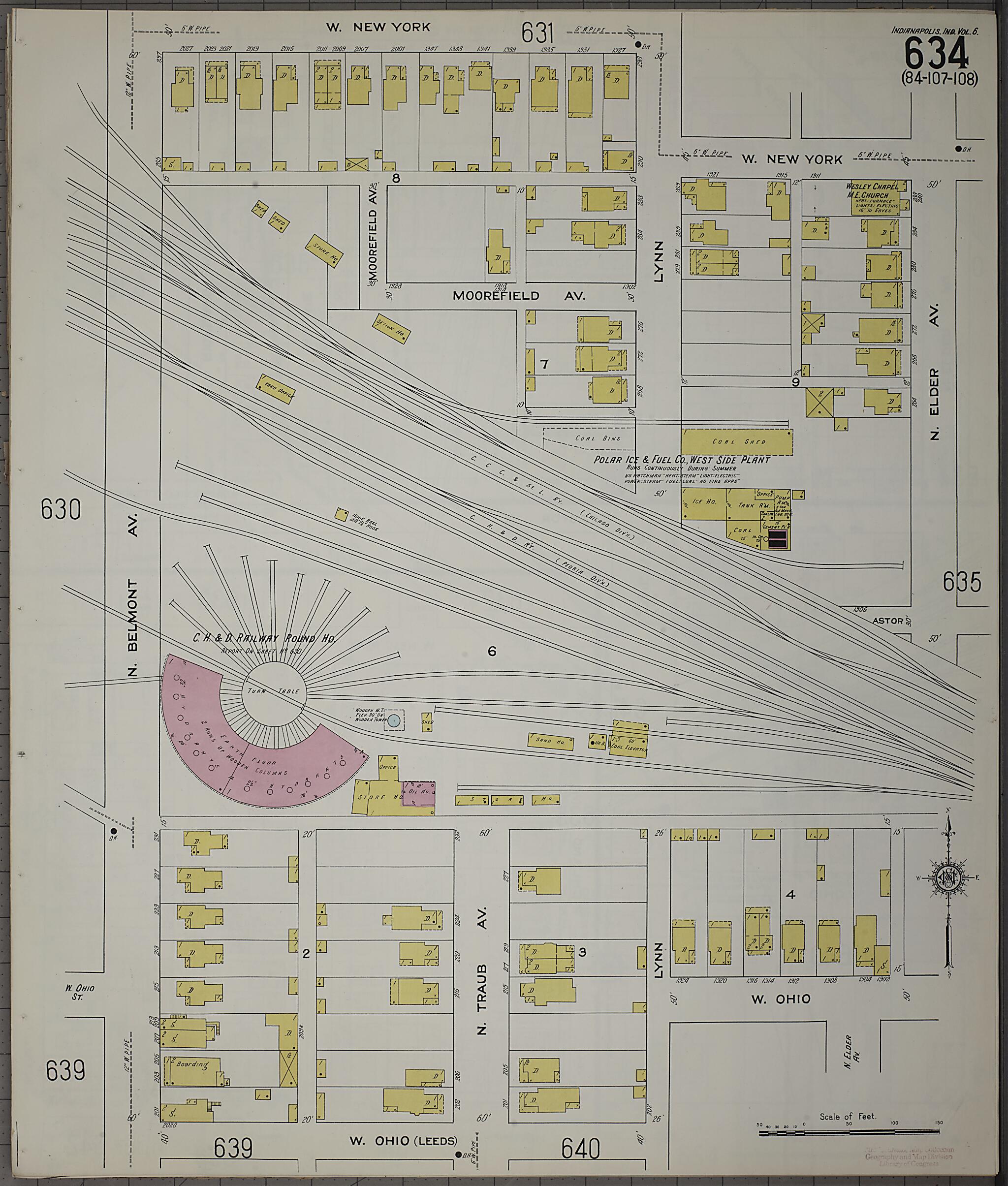 This old map of Indianapolis, Marion County, Indiana was created by Sanborn Map Company in 1915