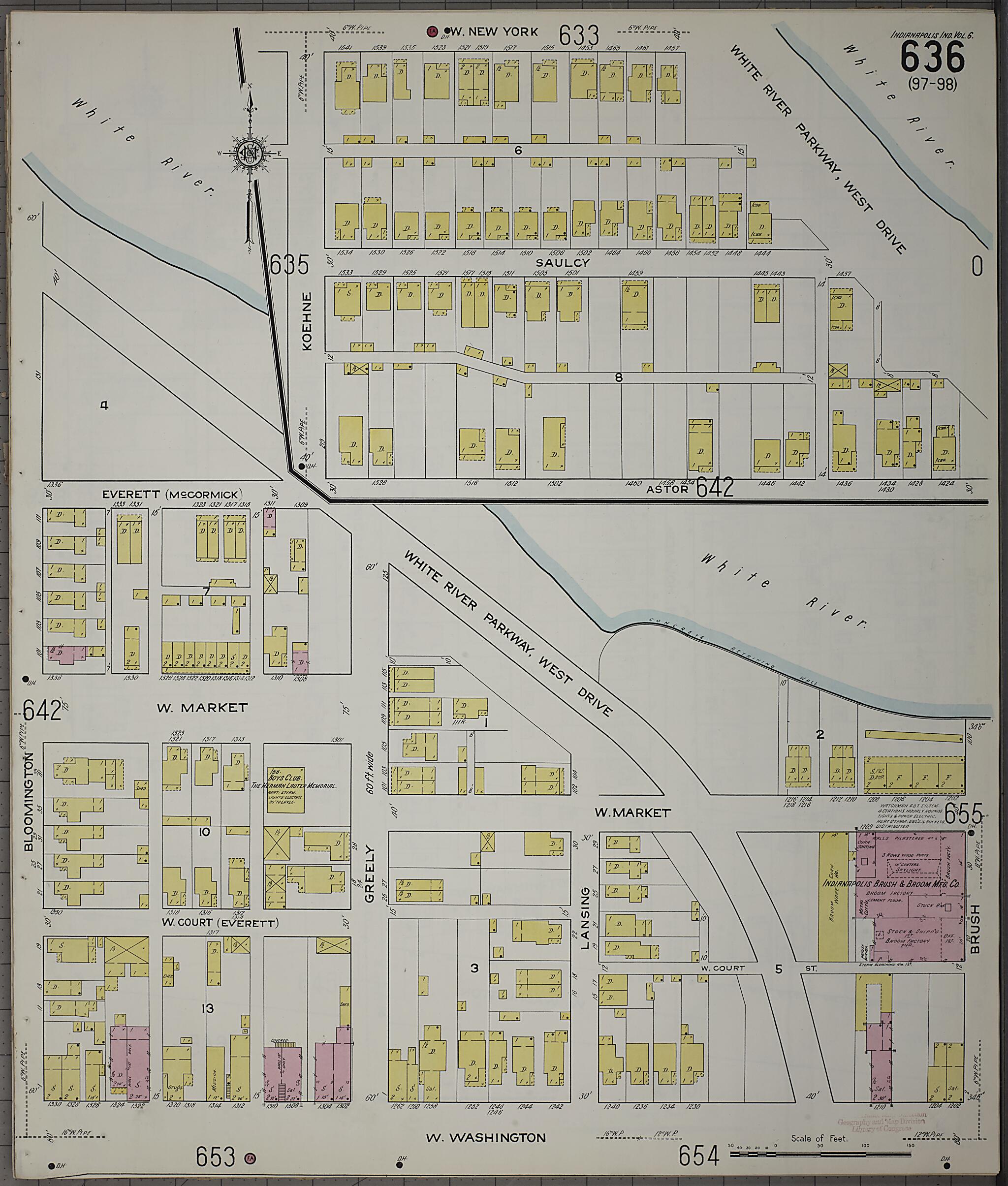 This old map of Indianapolis, Marion County, Indiana was created by Sanborn Map Company in 1915