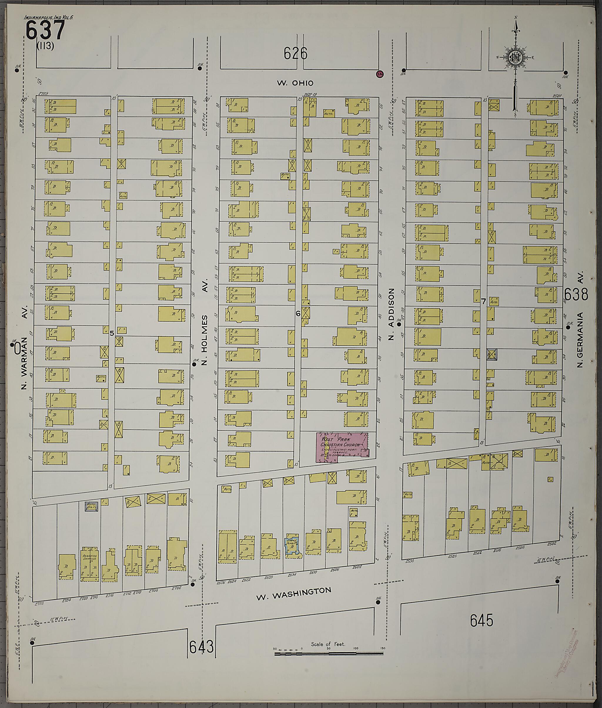 This old map of Indianapolis, Marion County, Indiana was created by Sanborn Map Company in 1915