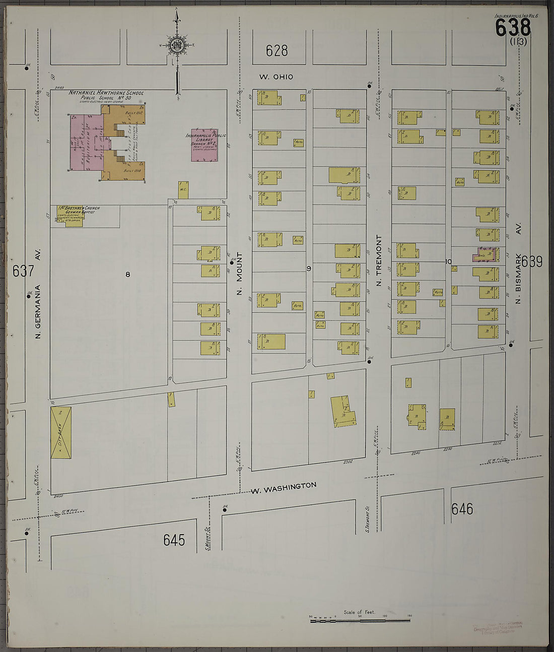 This old map of Indianapolis, Marion County, Indiana was created by Sanborn Map Company in 1915