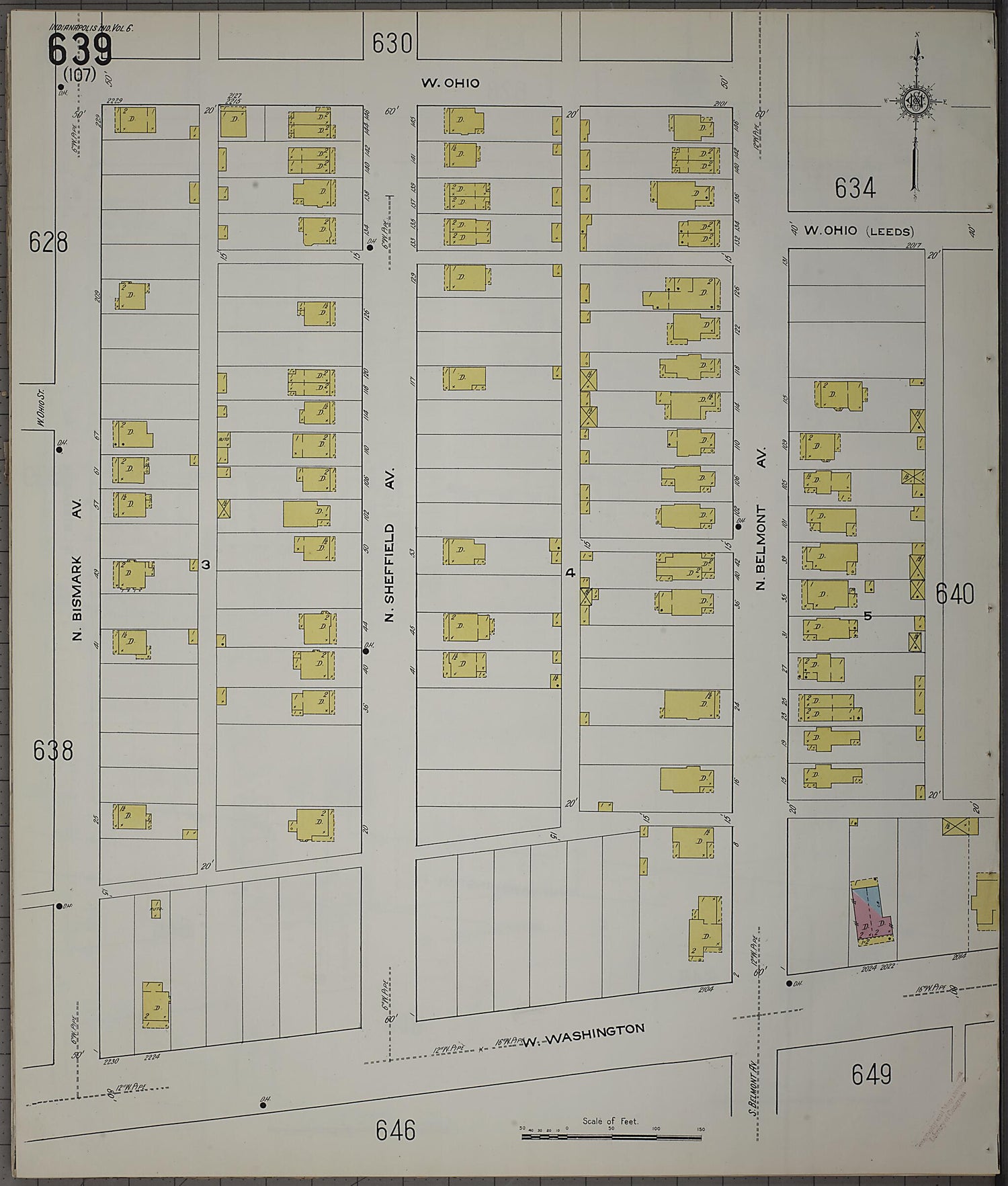 This old map of Indianapolis, Marion County, Indiana was created by Sanborn Map Company in 1915