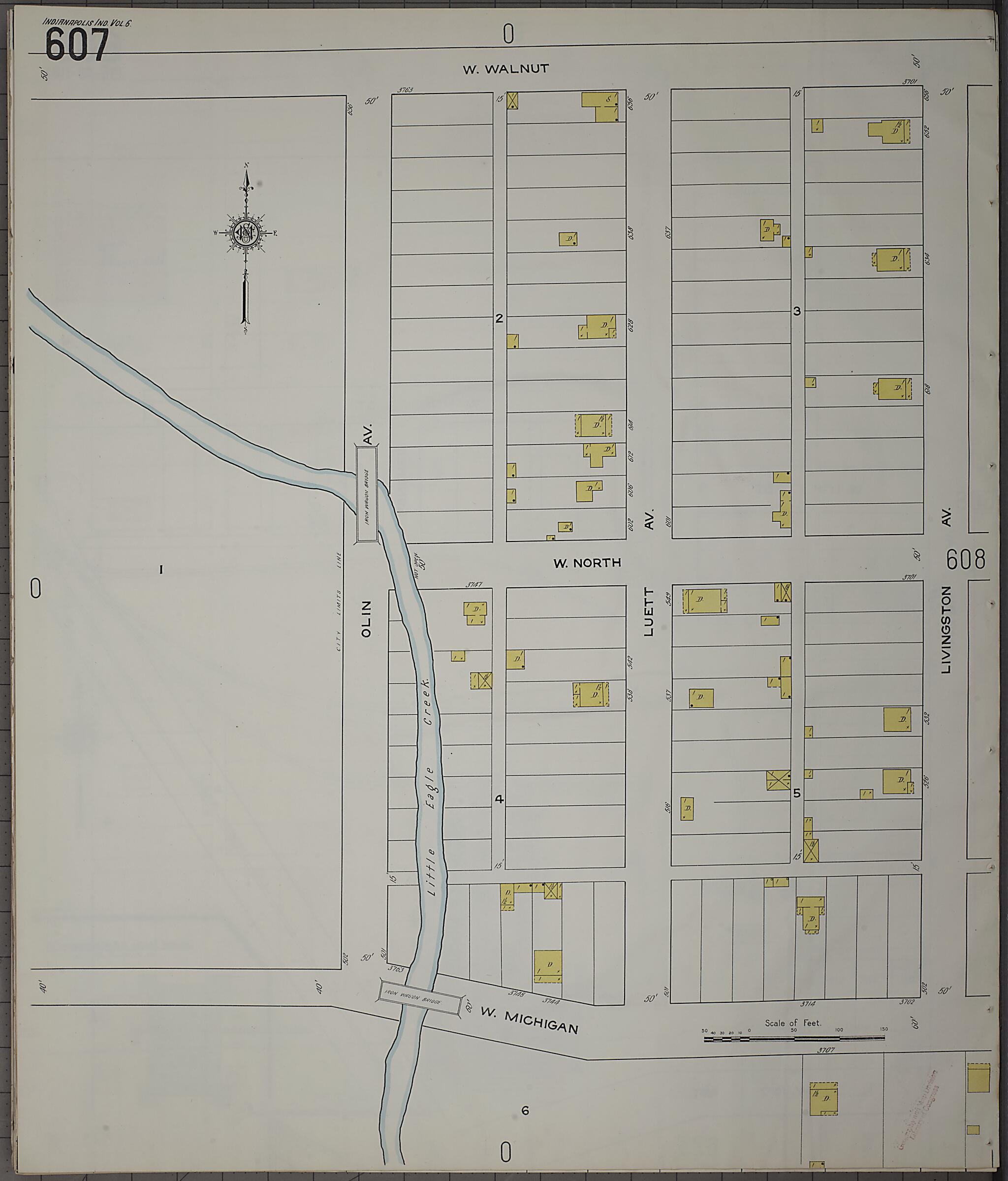 This old map of Indianapolis, Marion County, Indiana was created by Sanborn Map Company in 1915