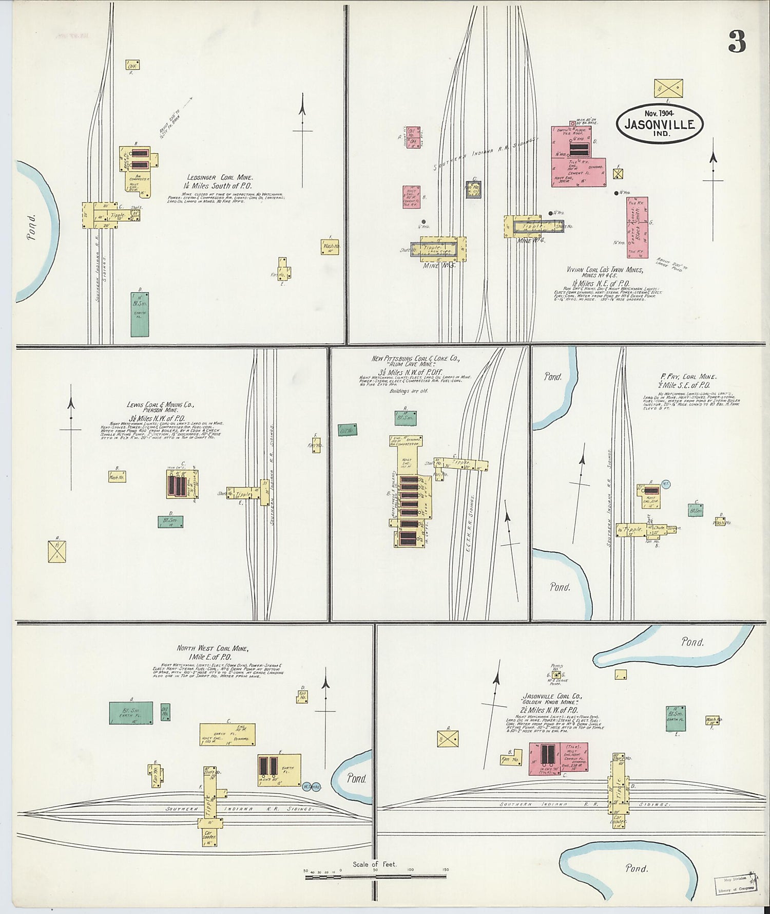 This old map of Jasonville, Greene County, Indiana was created by Sanborn Map Company in 1904