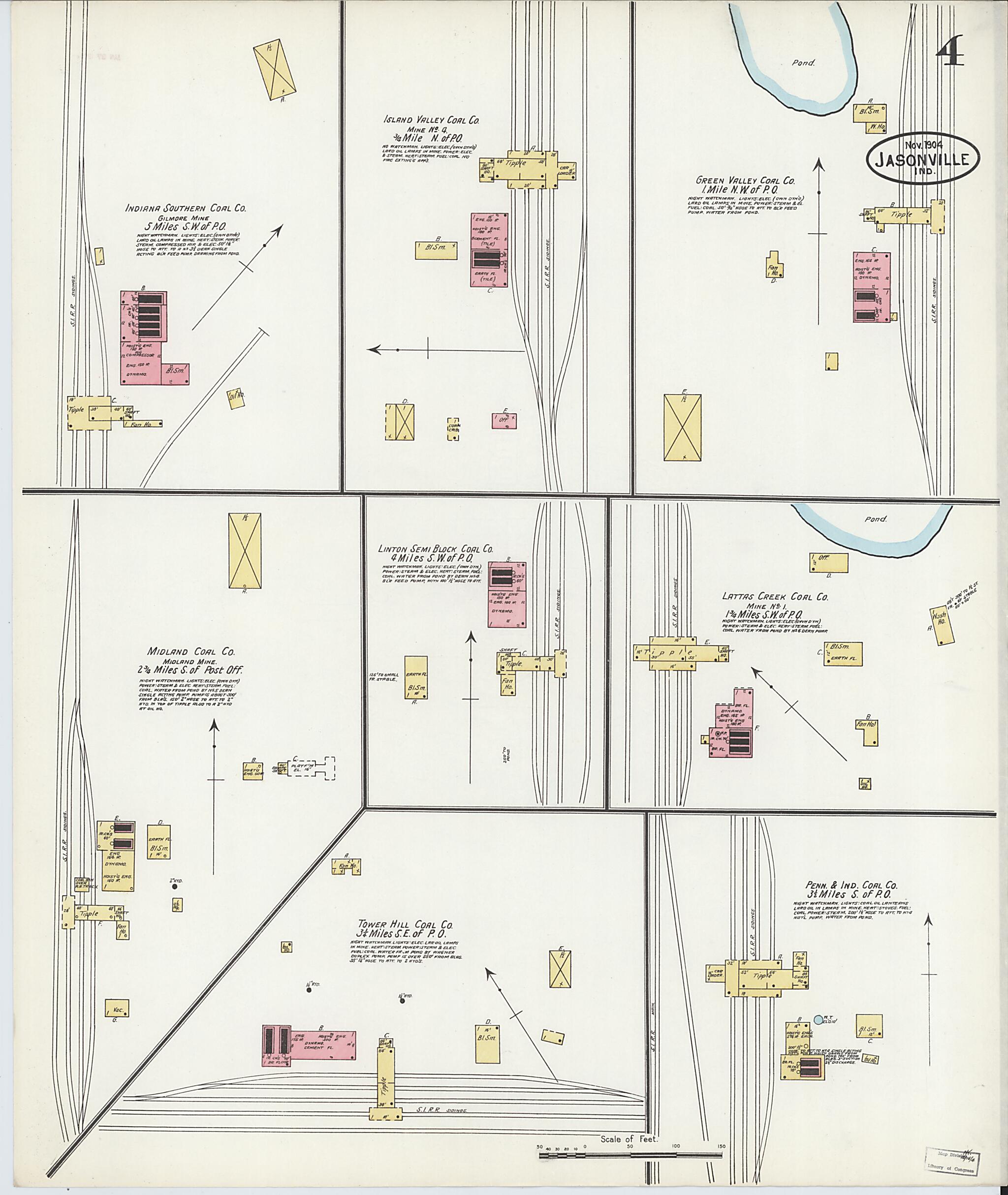 This old map of Jasonville, Greene County, Indiana was created by Sanborn Map Company in 1904